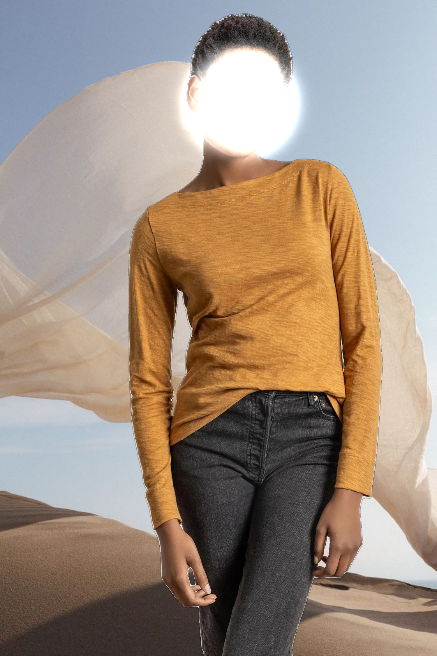 Long Sleeve Seamed Boatneck