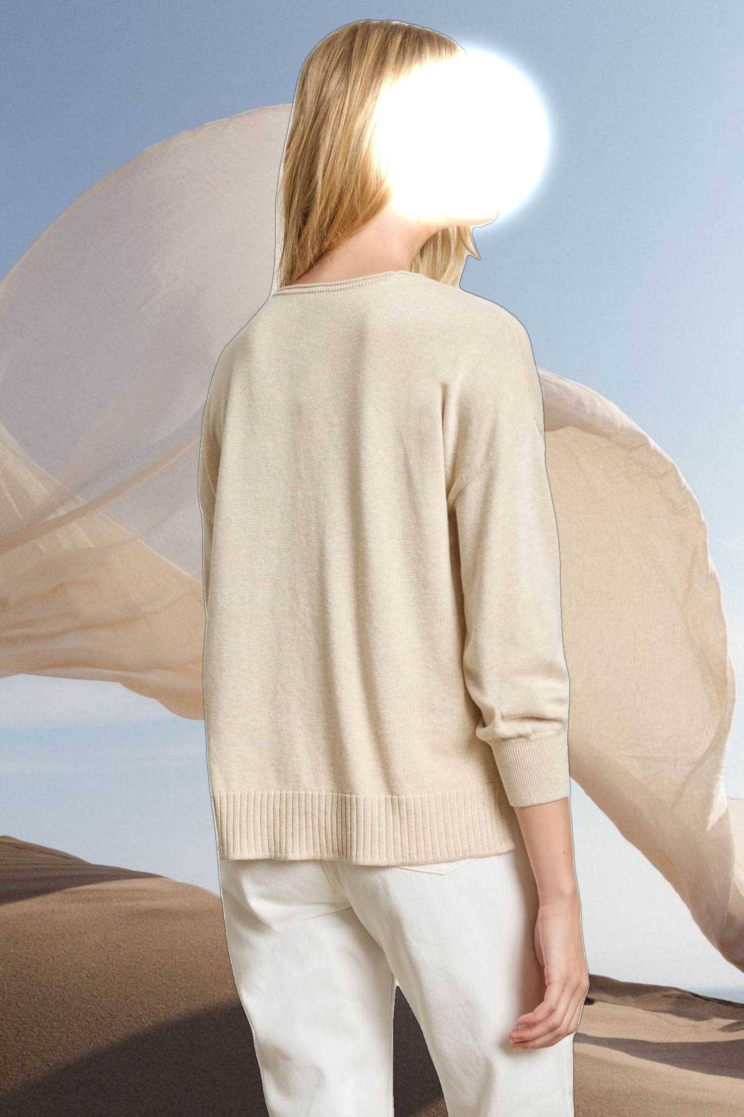 3/4 Sleeve Drop Shoulder Sweater