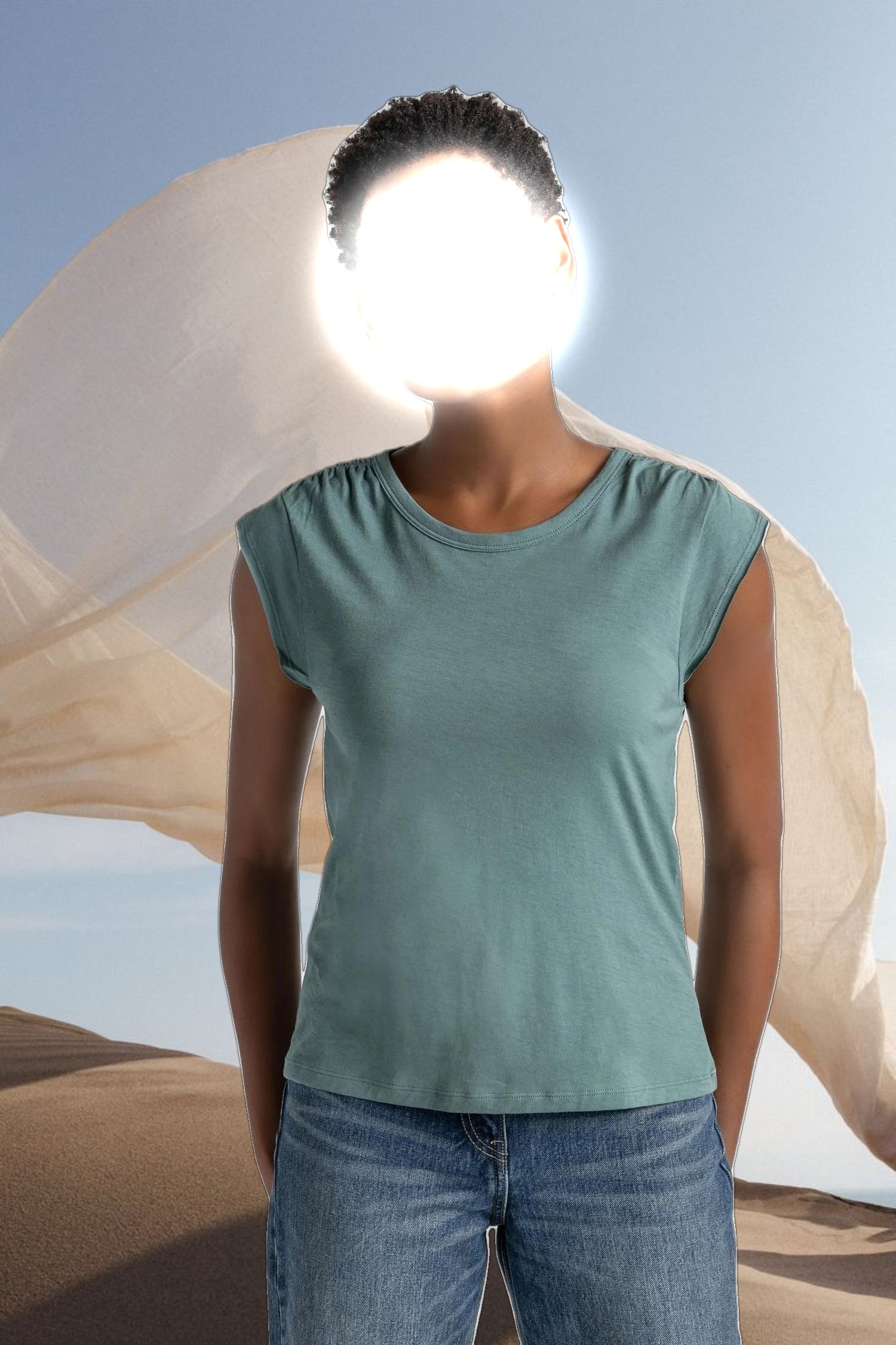 Shirred Shoulder Tee