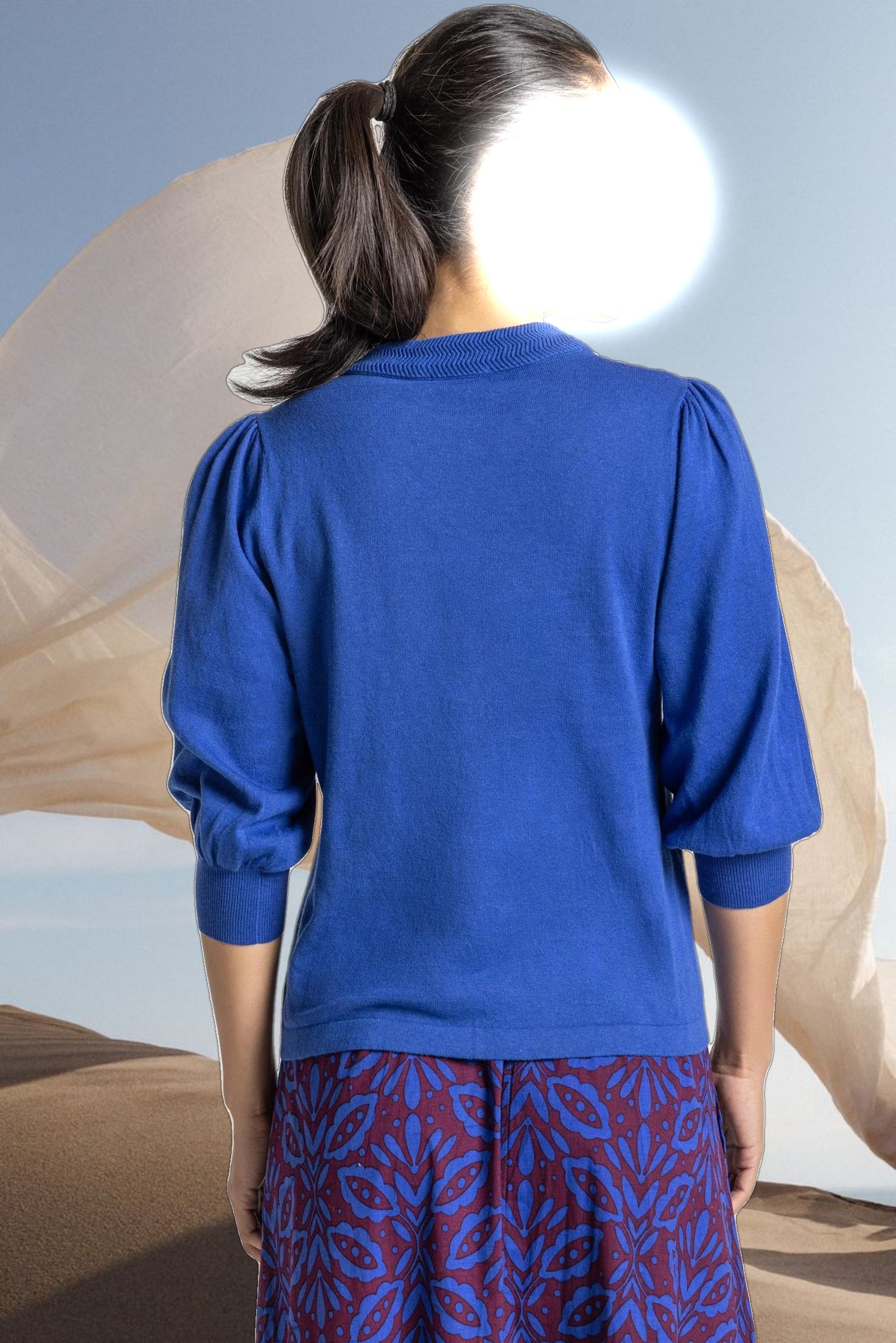 Puff Sleeve Crewneck Sweater