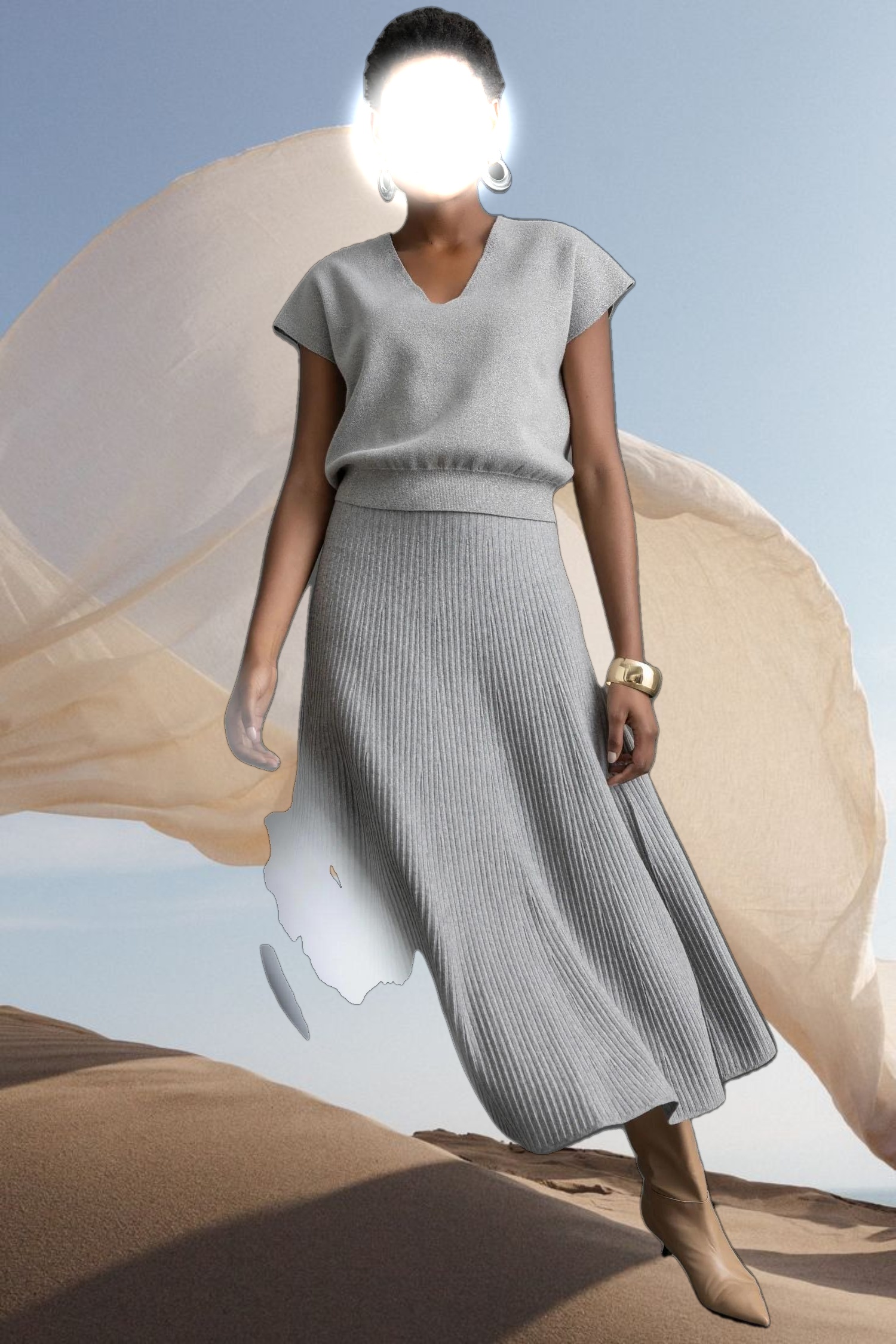 Metallic V-Neck Sweater