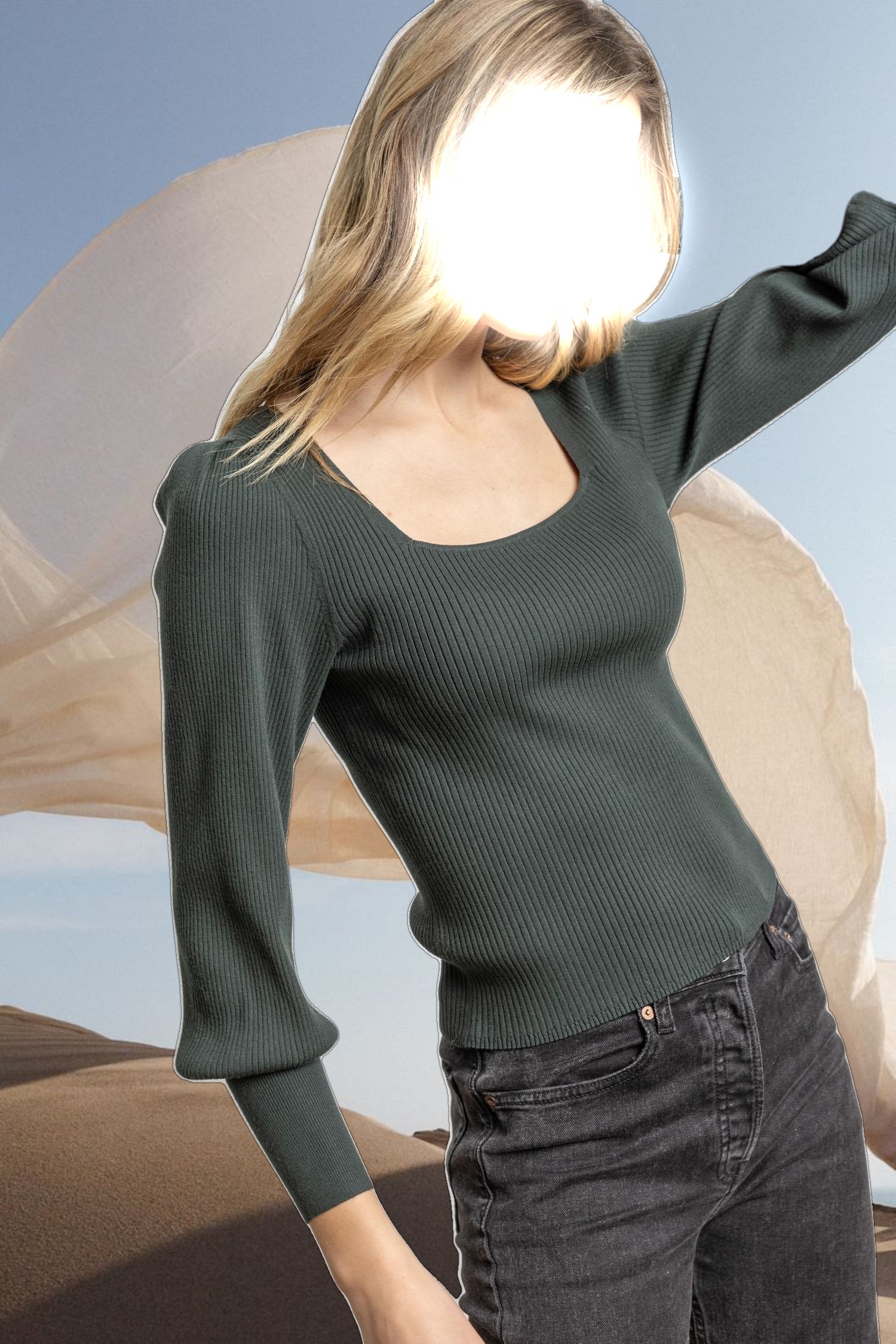 Full Sleeve Square Neck Sweater
