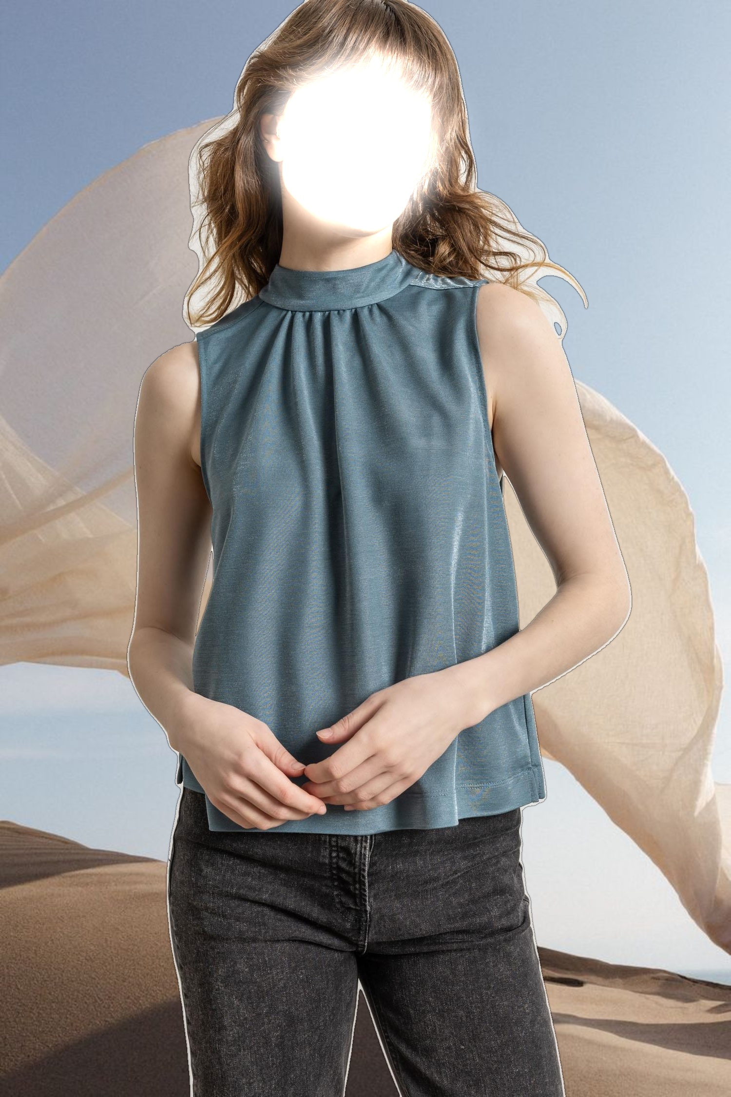 Sparkle Sleeveless Mock Neck