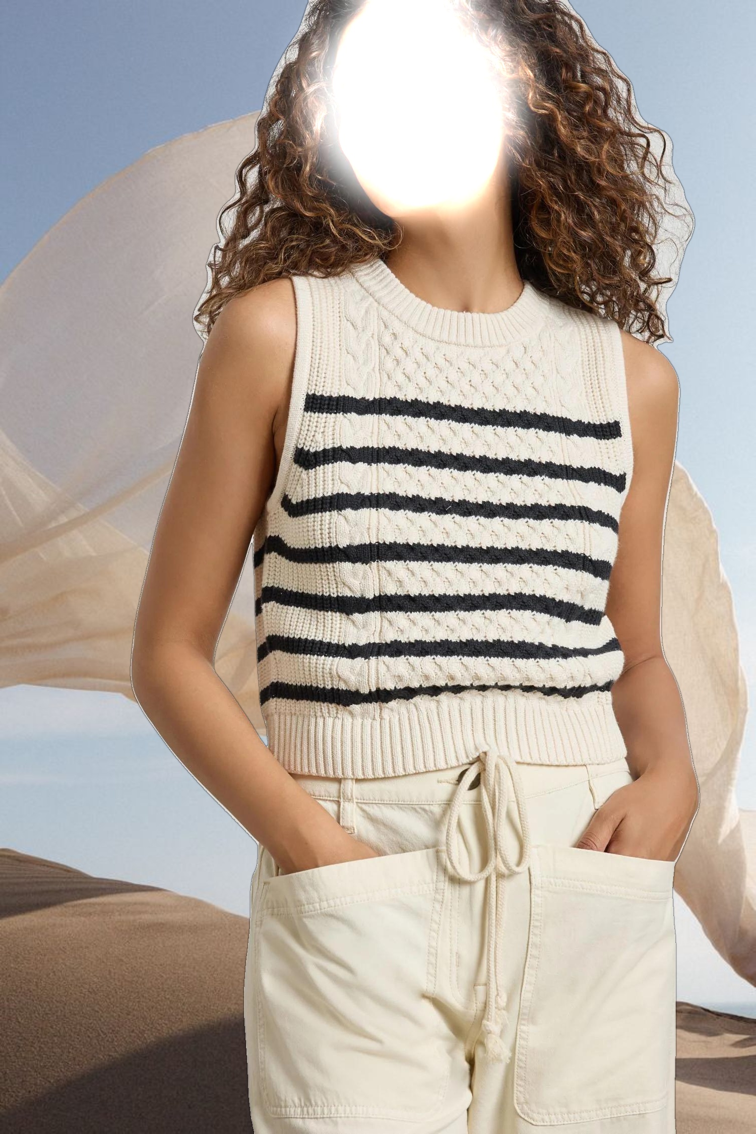 Cropped Cable Tank Sweater