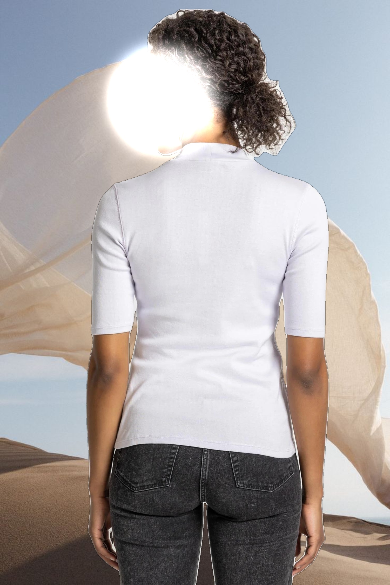 Elbow Sleeve Mock Neck