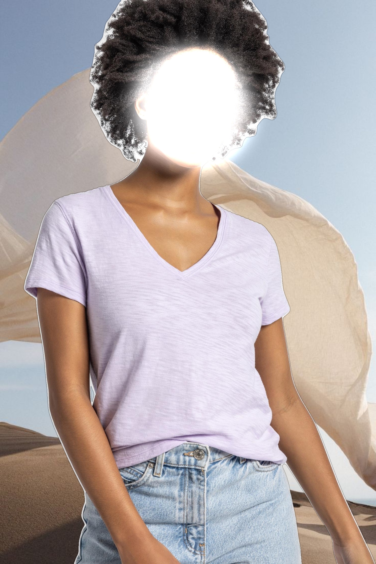 V-Neck Short Sleeve Back Seam Tee