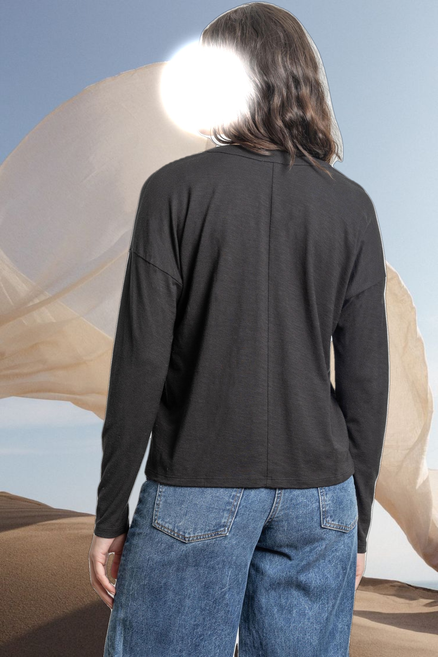 Drop Shoulder V-Neck