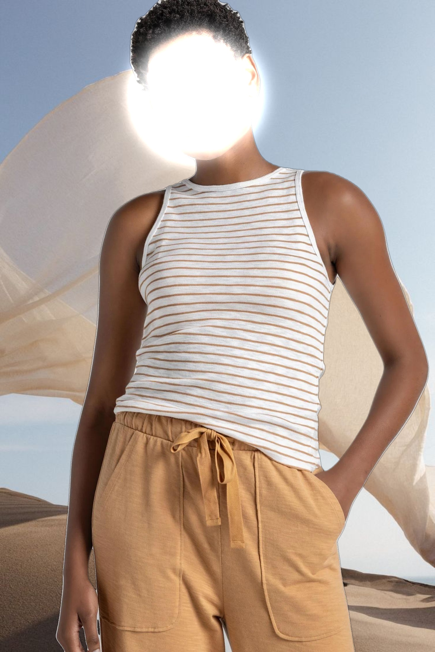 Striped High Neck Tank