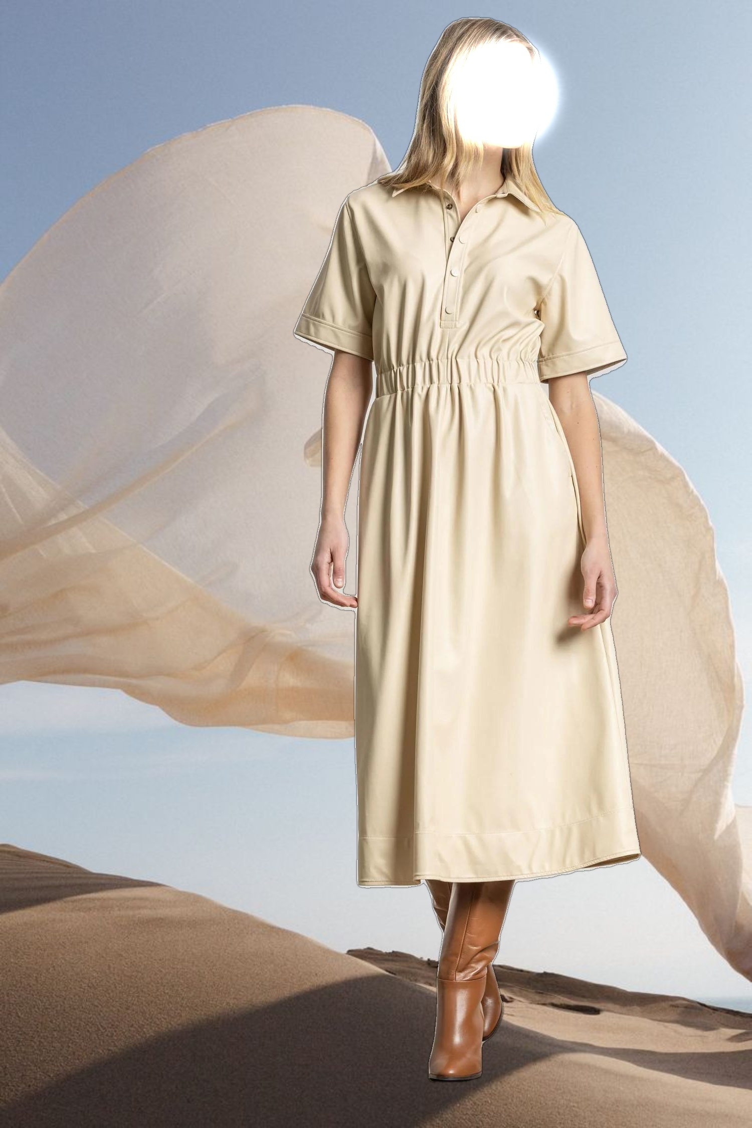 Elastic Waist Short Sleeve Dress