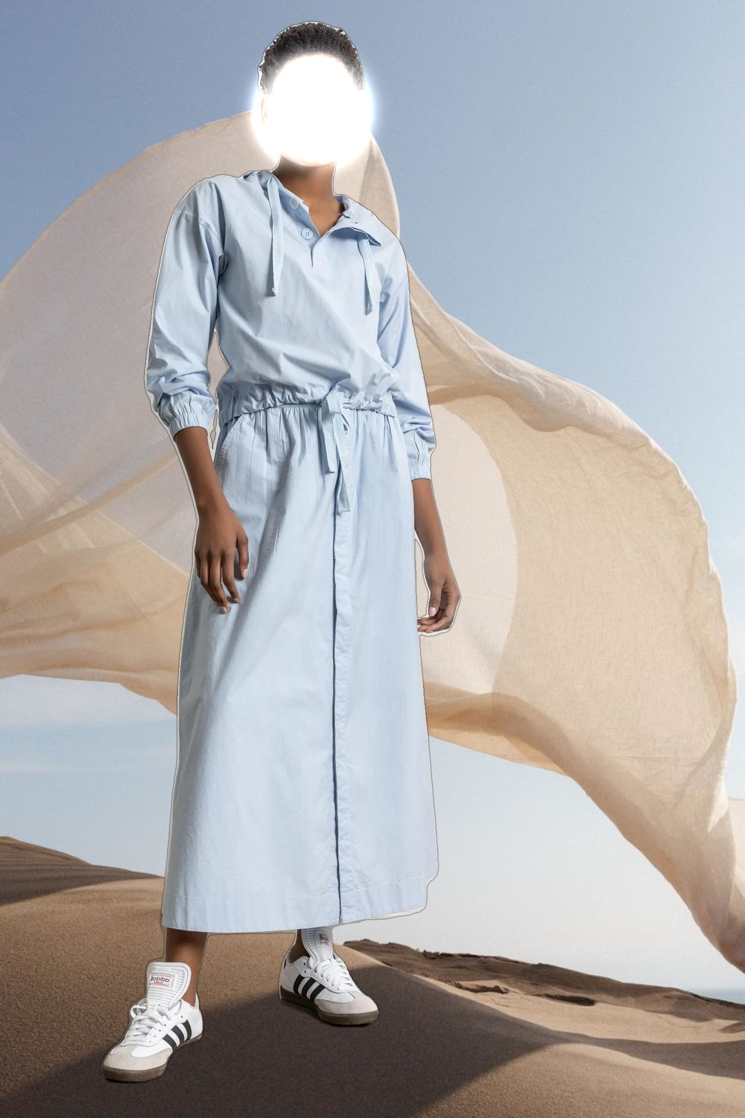 Poplin Button Front Skirt