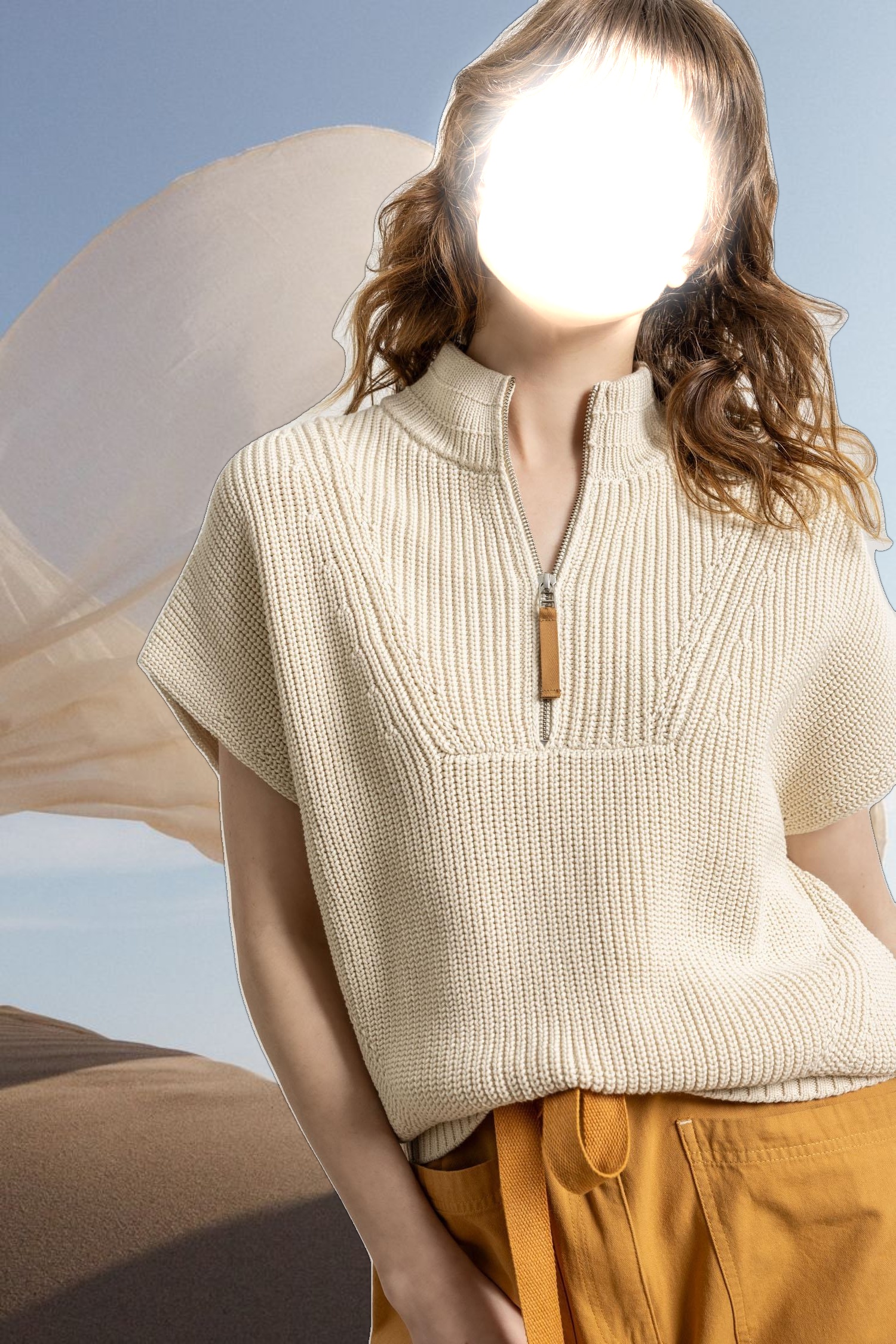 Half Zip Poncho Sweater