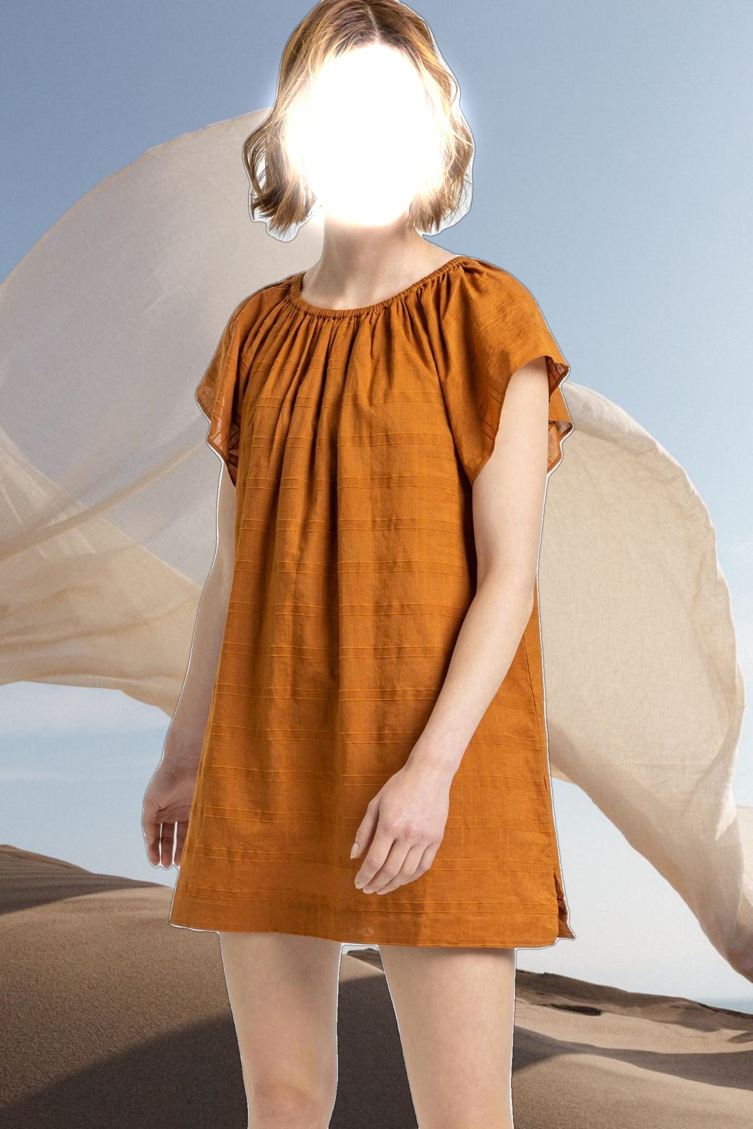 Flutter Sleeve Raglan Dress