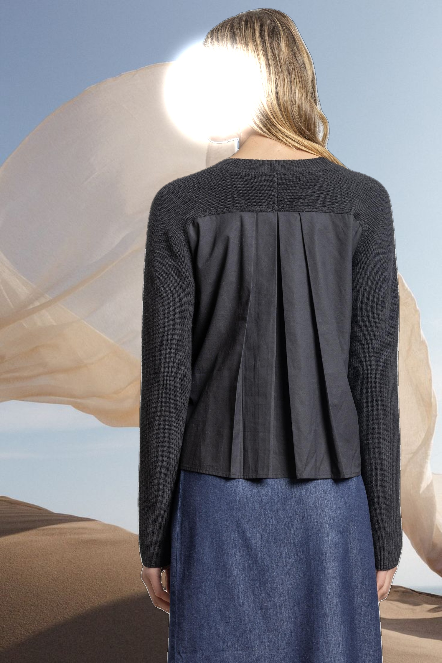 Mixed Media Raglan Sweater