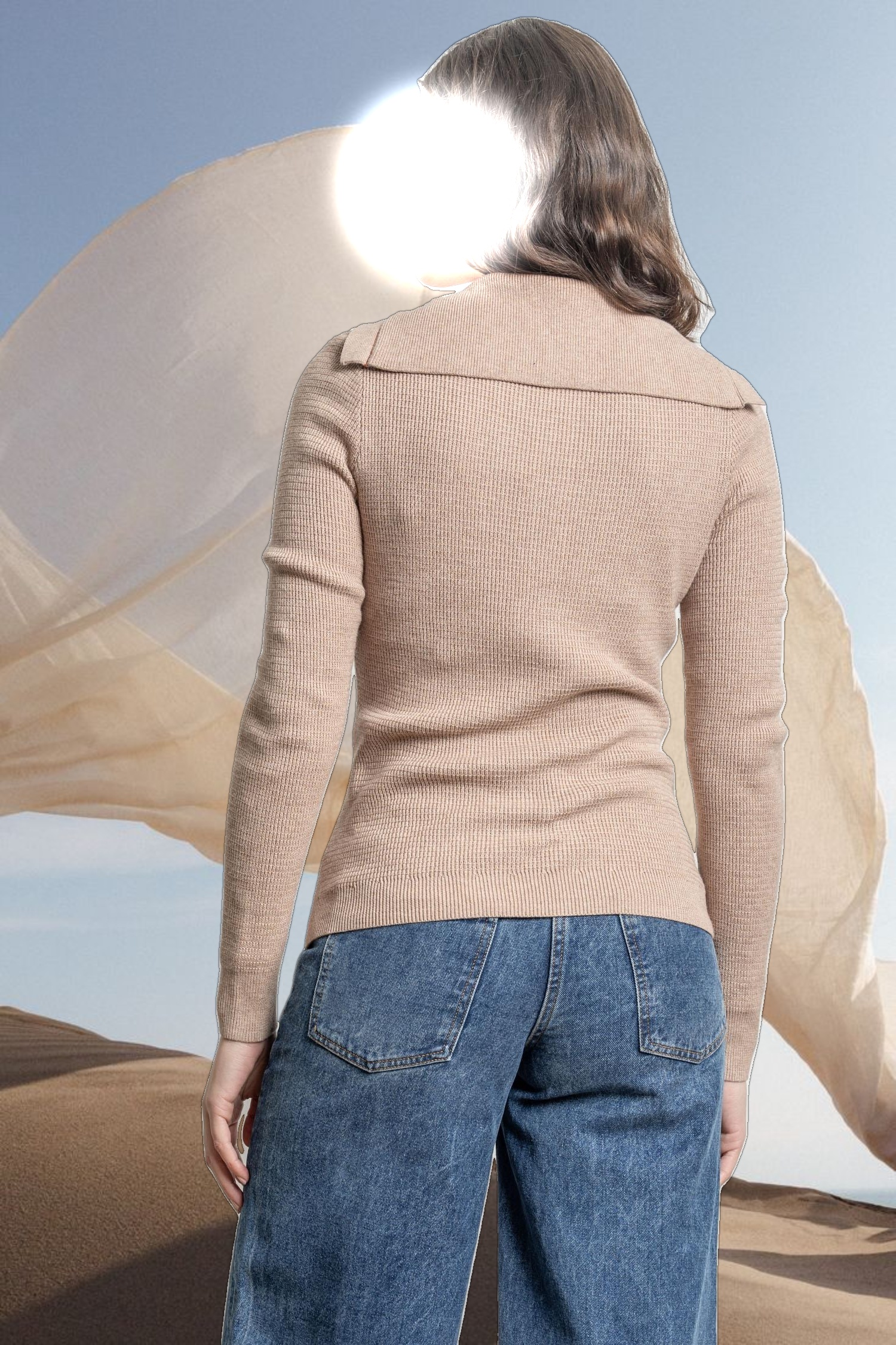 Button Collar Henley Sweater