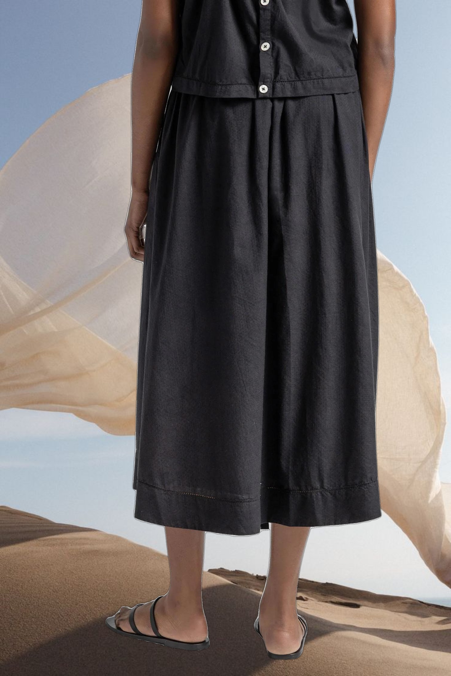 Faux Wrap Long Skirt
