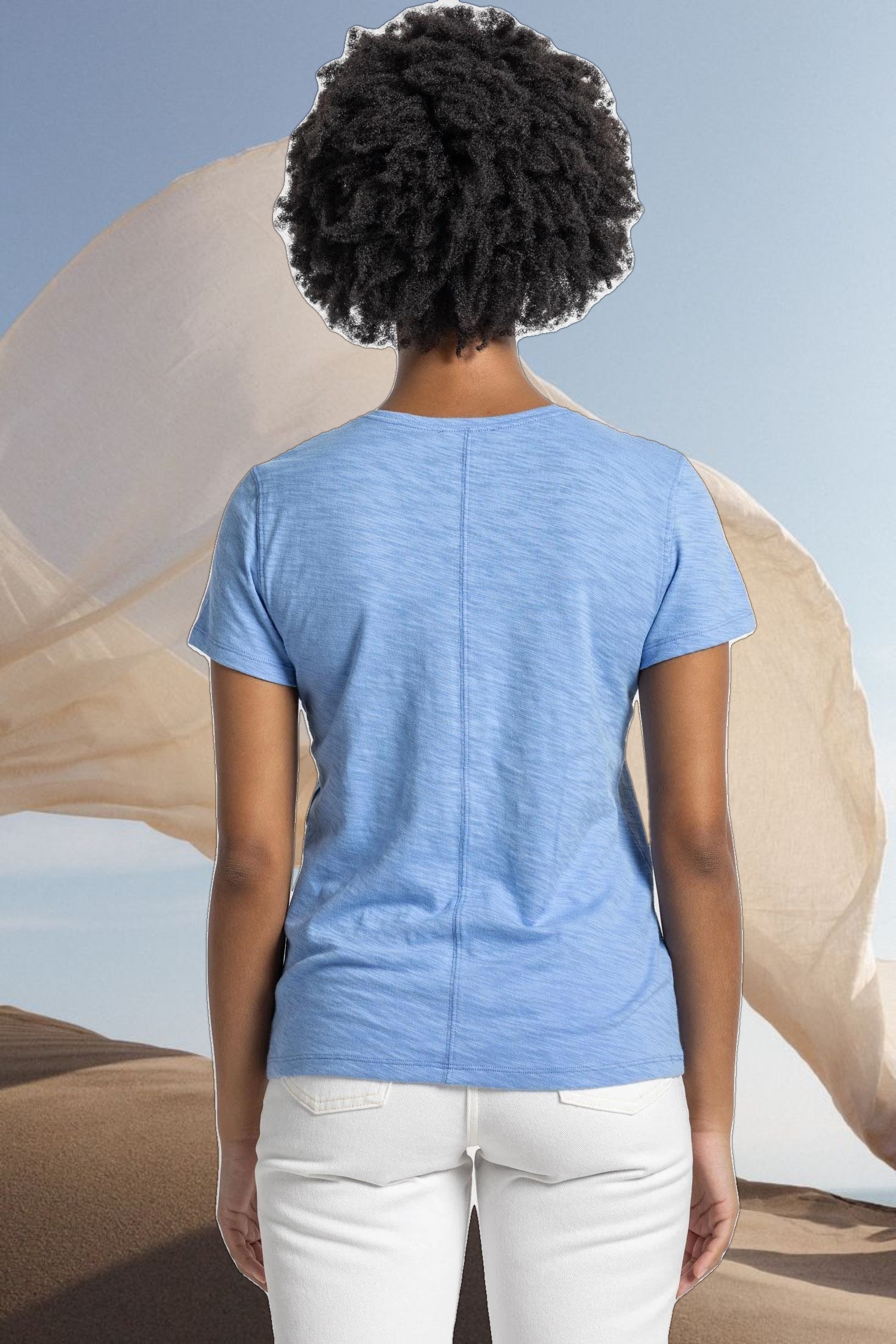 V-Neck Short Sleeve Back Seam Tee