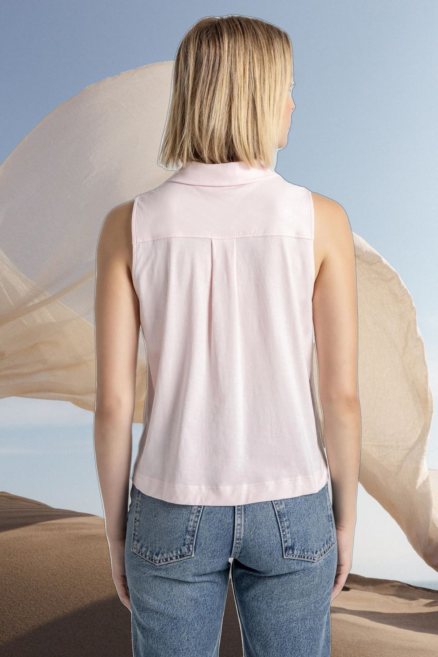 Sleeveless Button Down