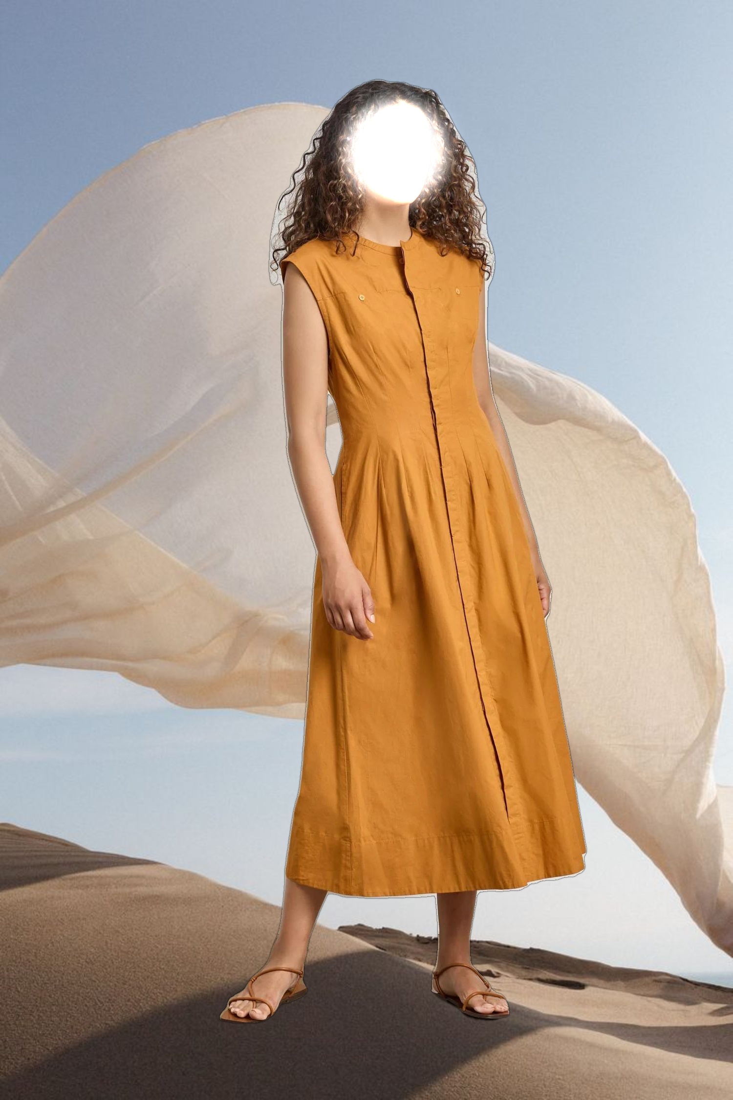 Sleeveless Seamed Maxi Dress