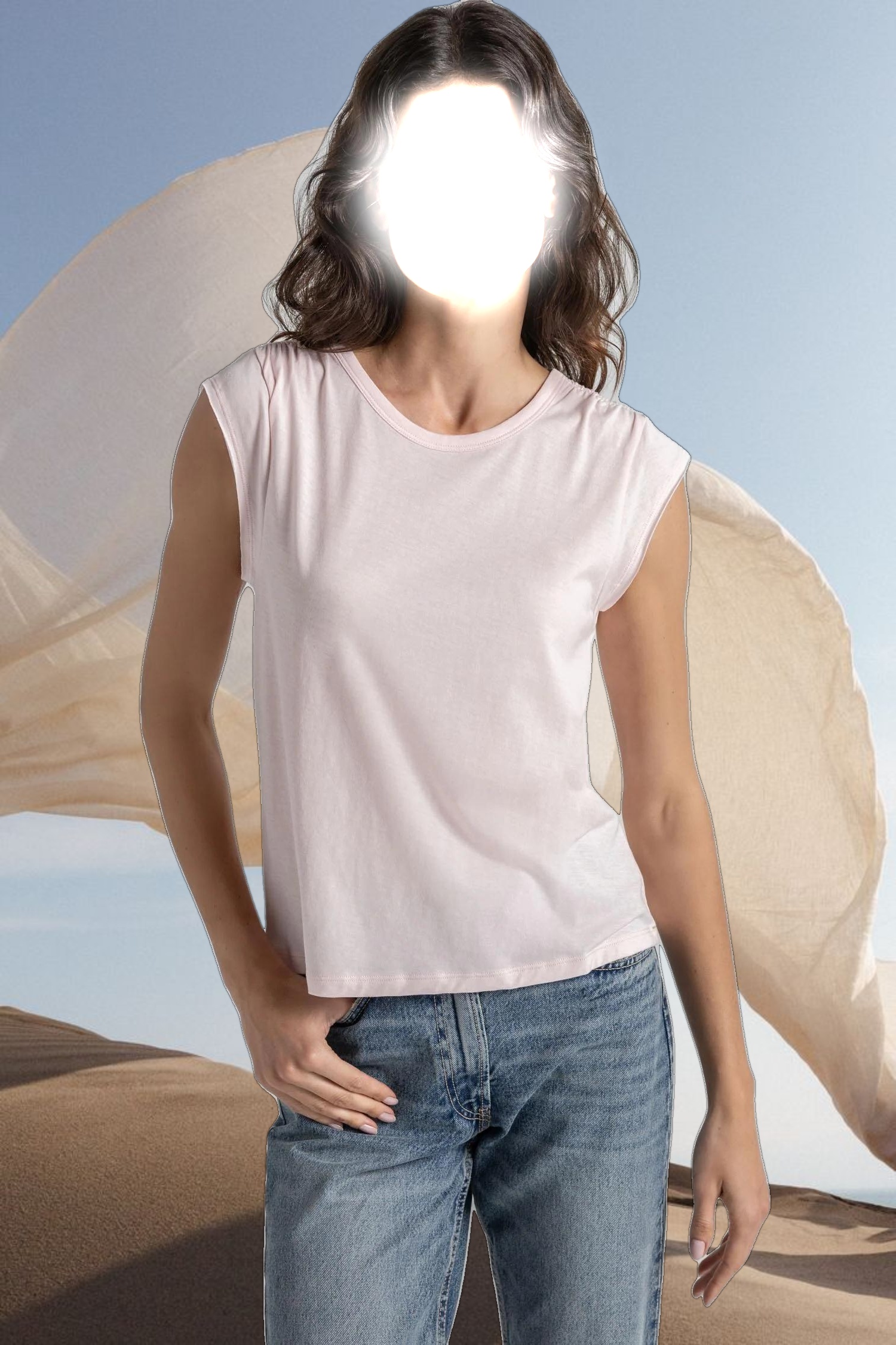 Shirred Shoulder Tee