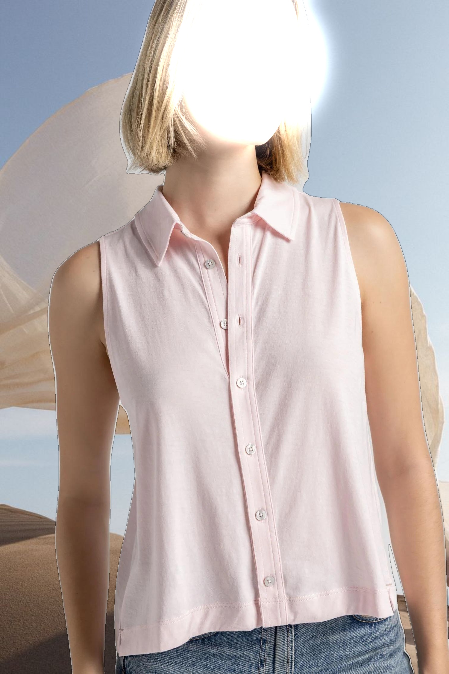 Sleeveless Button Down