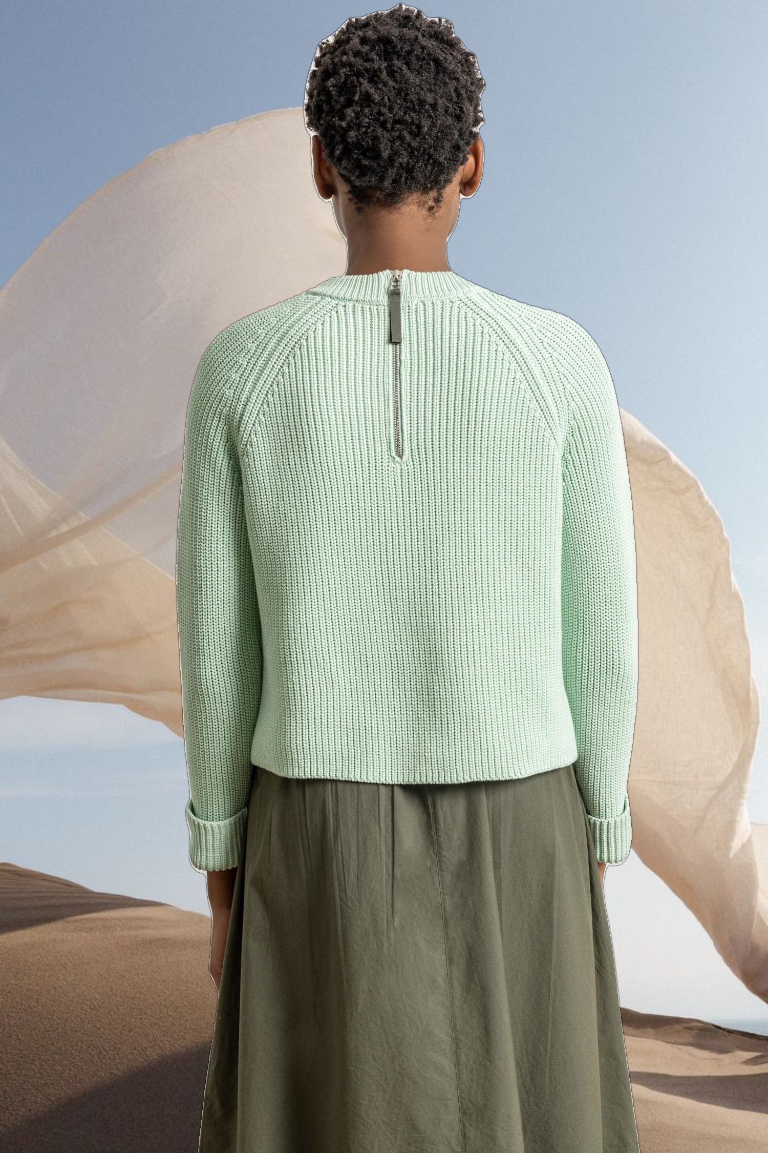 Zip Back Raglan Sweater