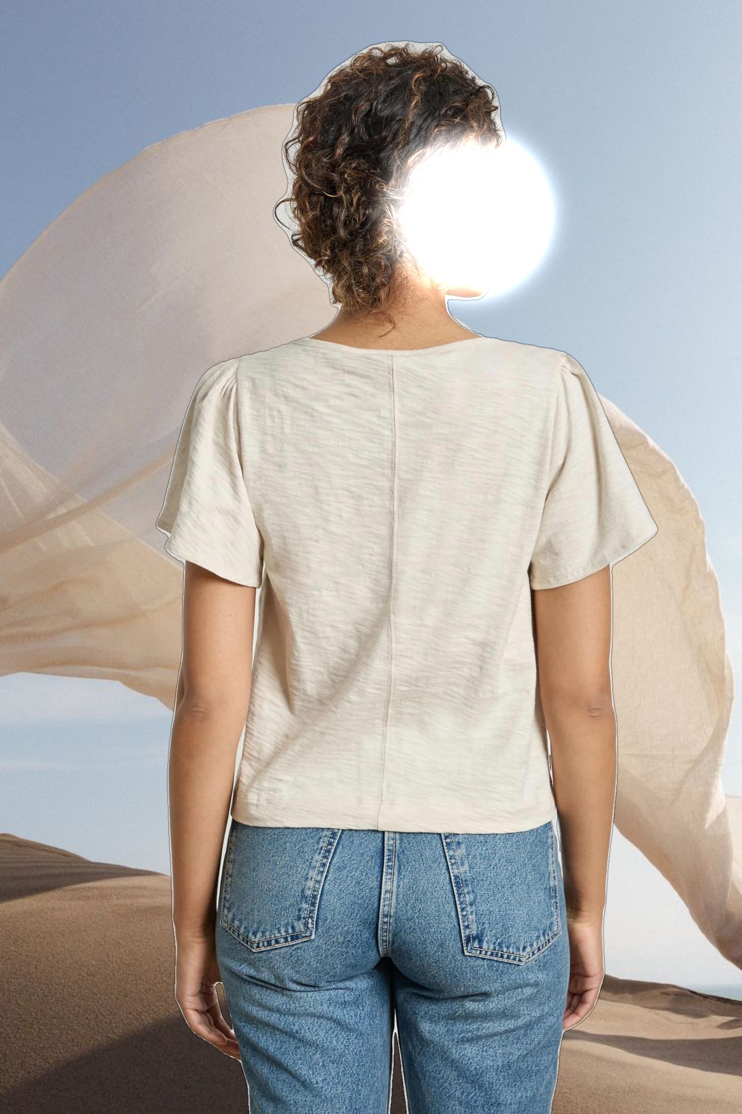 Button Front Flutter Sleeve