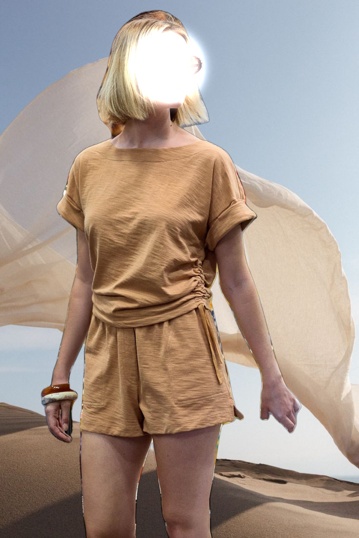 Ruched Side Boatneck