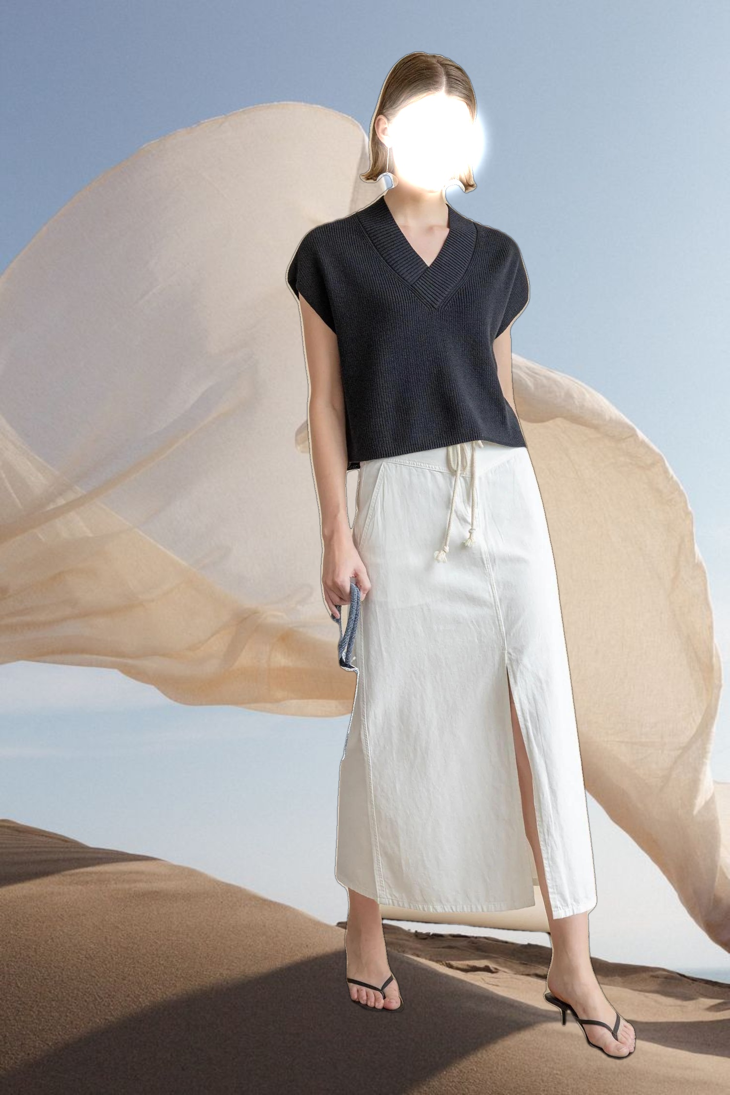 Yoke Waist Maxi Skirt