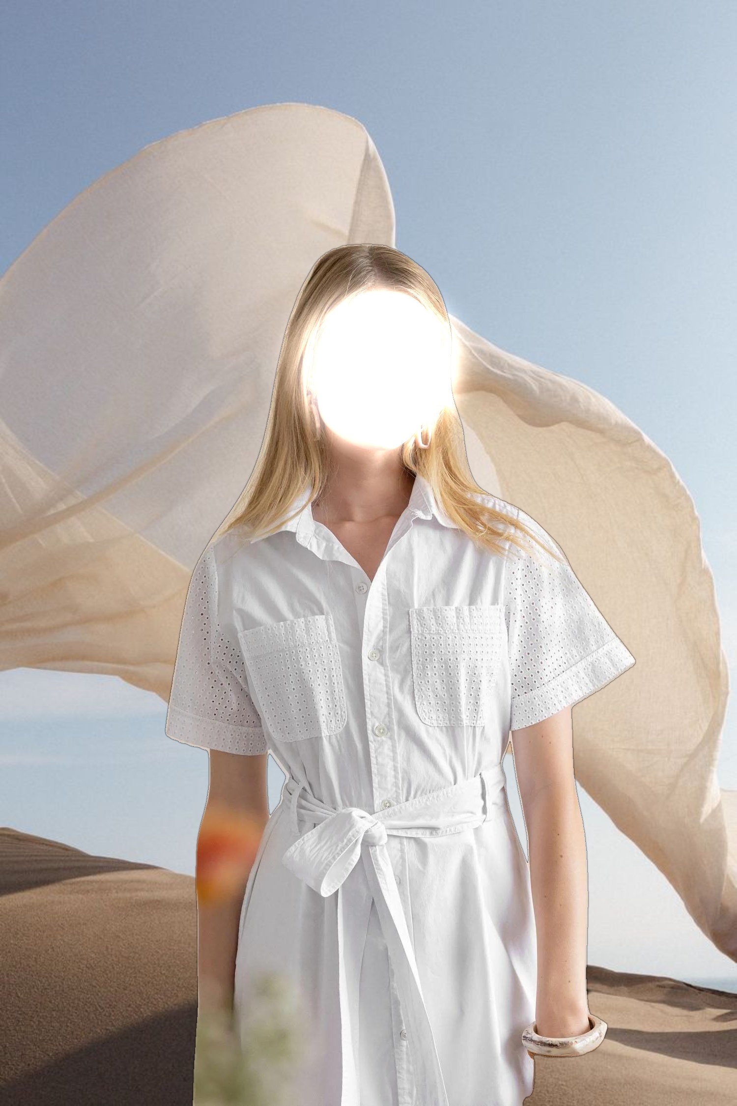 Eyelet Trim Maxi Shirt Dress