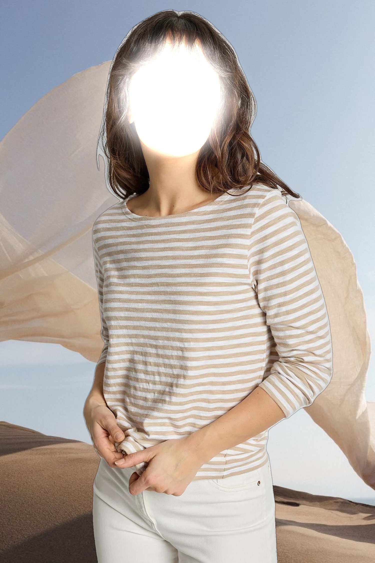 3/4 Sleeve Striped Boatneck