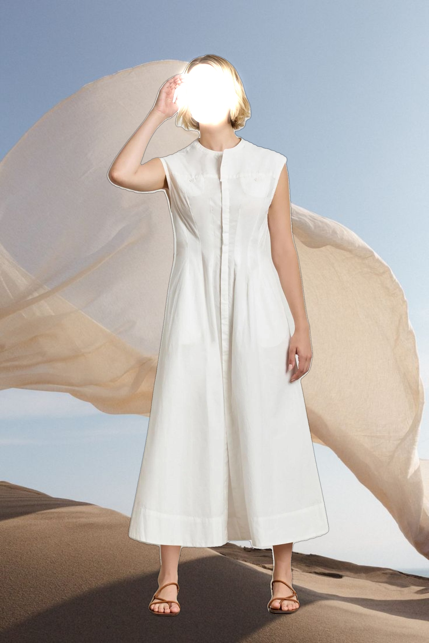 Sleeveless Seamed Maxi Dress