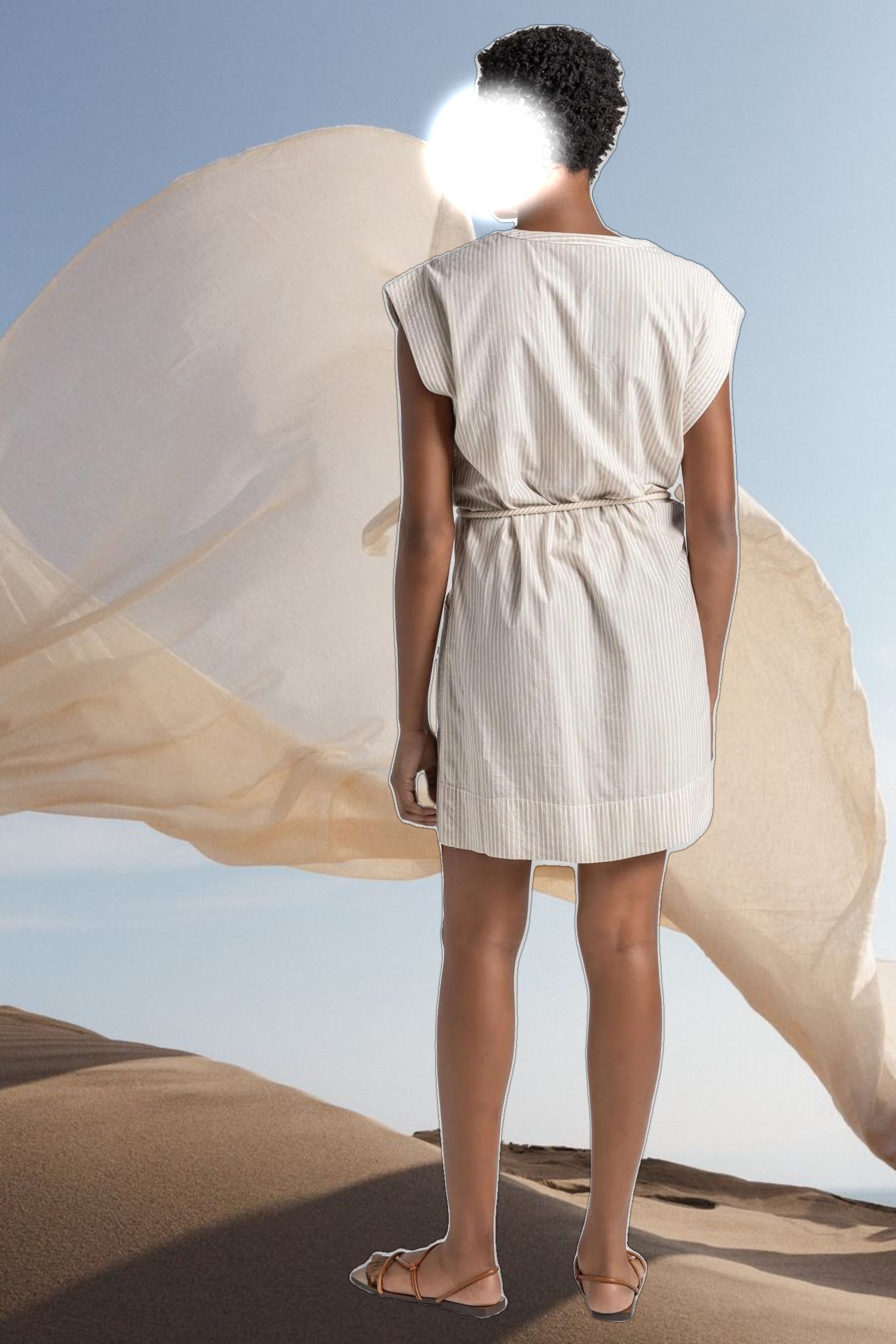 Striped Split Neck Dress