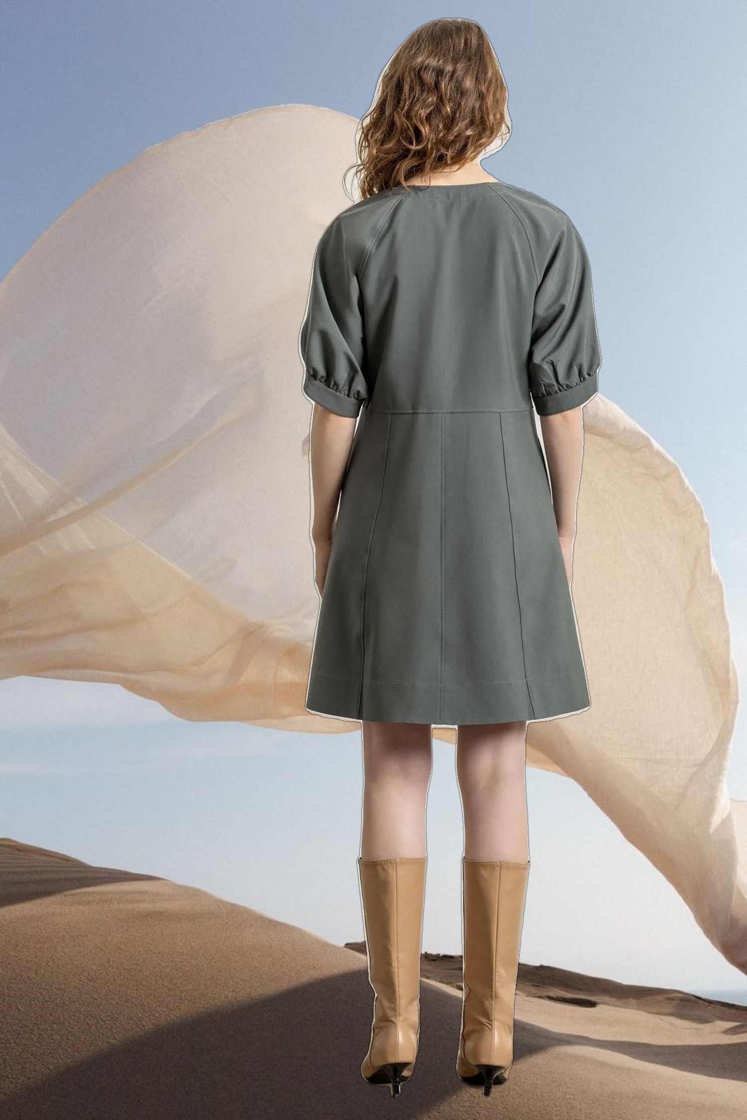 Zip Front Flared Dress