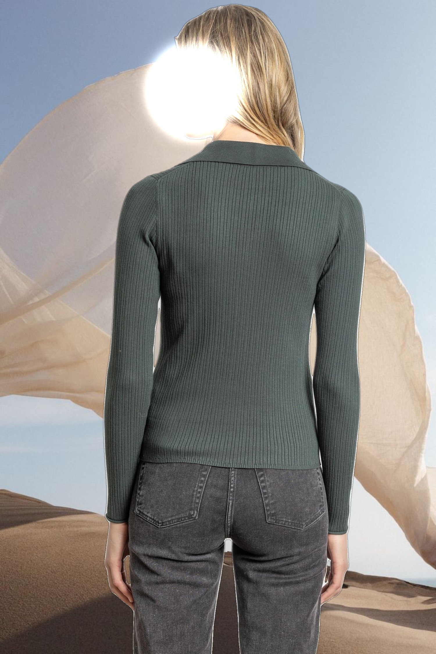 Polo Collar Henley Sweater