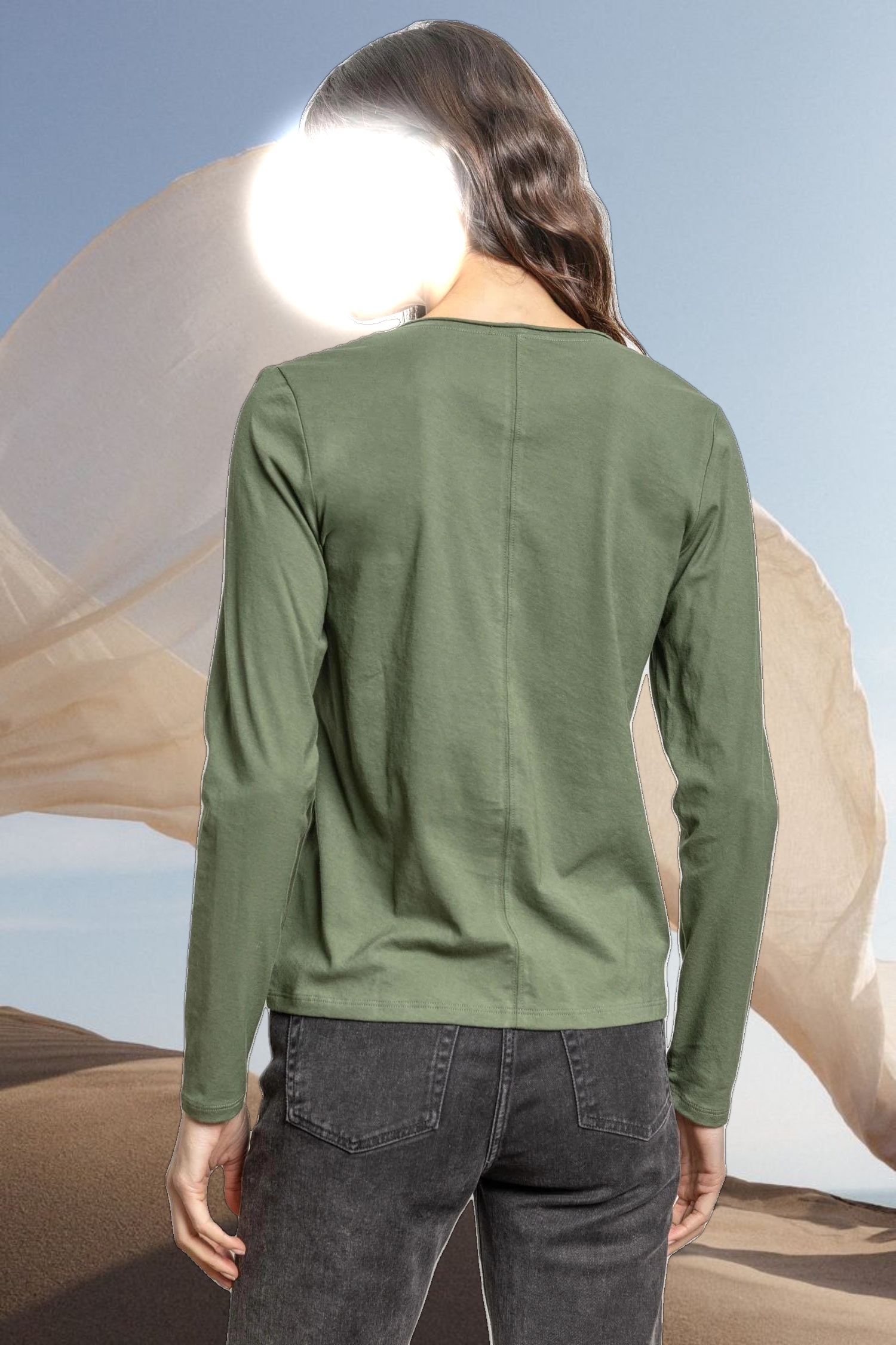 Rolled Edge V-Neck Tee