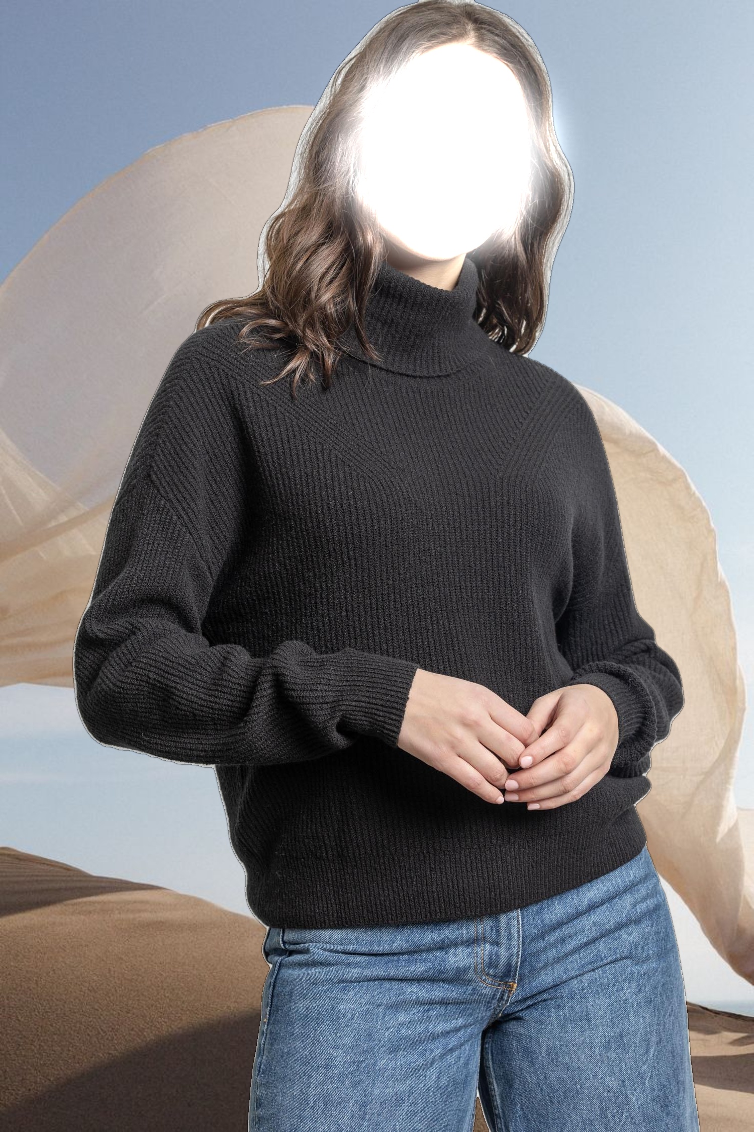 Relaxed Rib Turtleneck Sweater