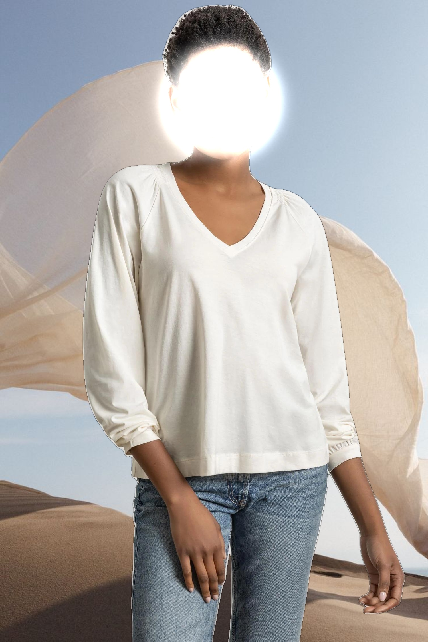 Full Sleeve Smocked V-Neck