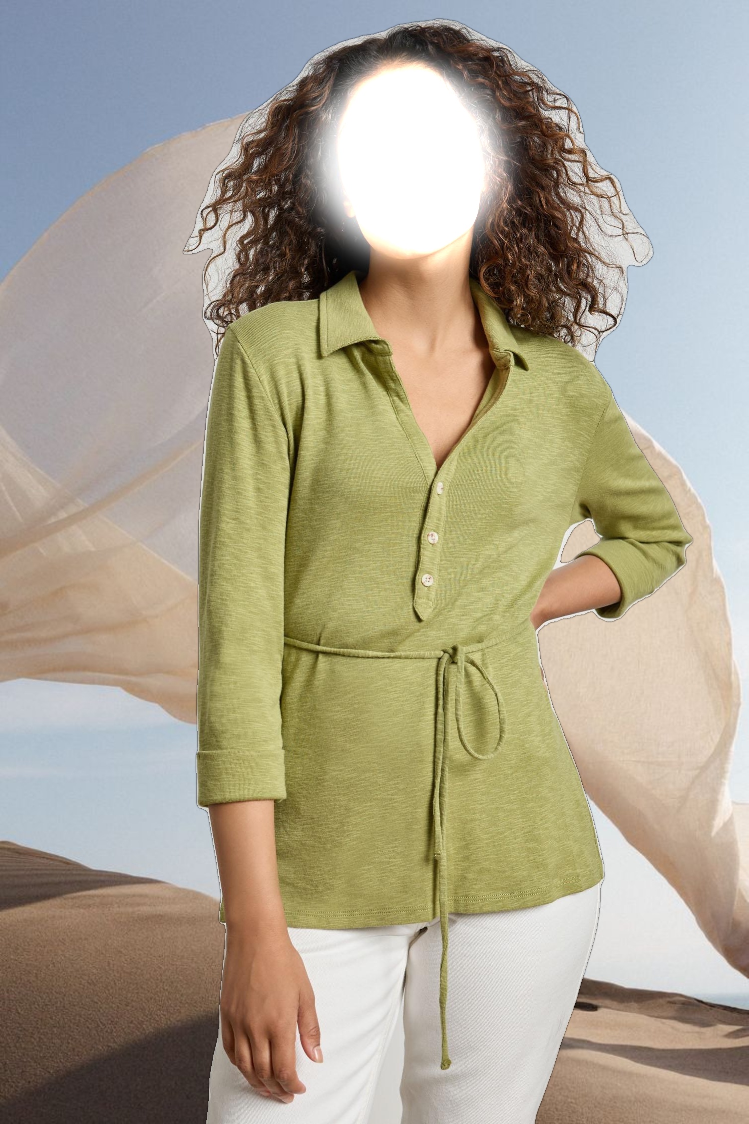 3/4 Sleeve Collared Top