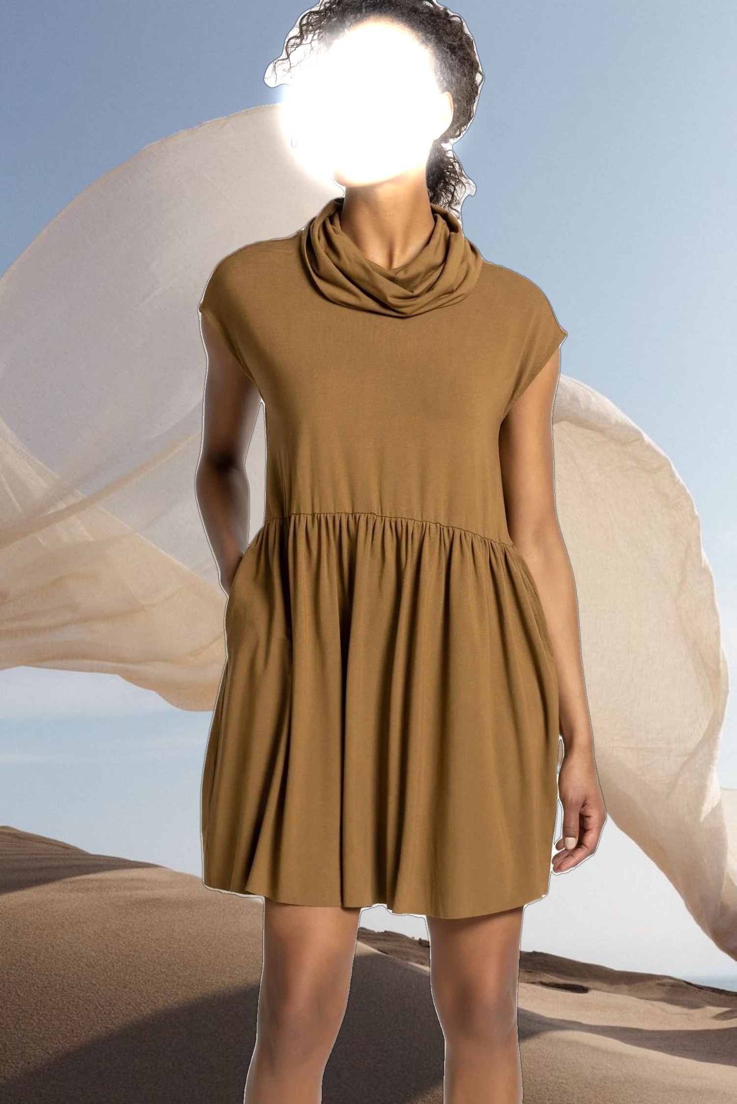 Sleeveless Cowl Neck Dress