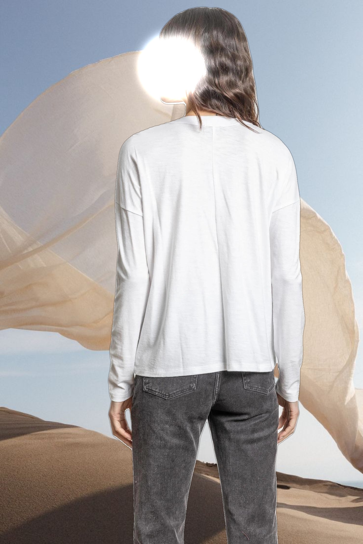 Drop Shoulder V-Neck