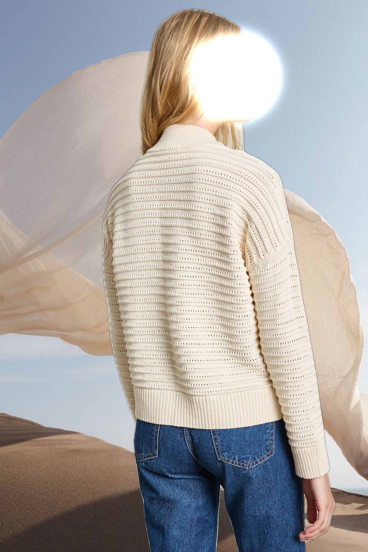 Pointelle Half Zip Sweater
