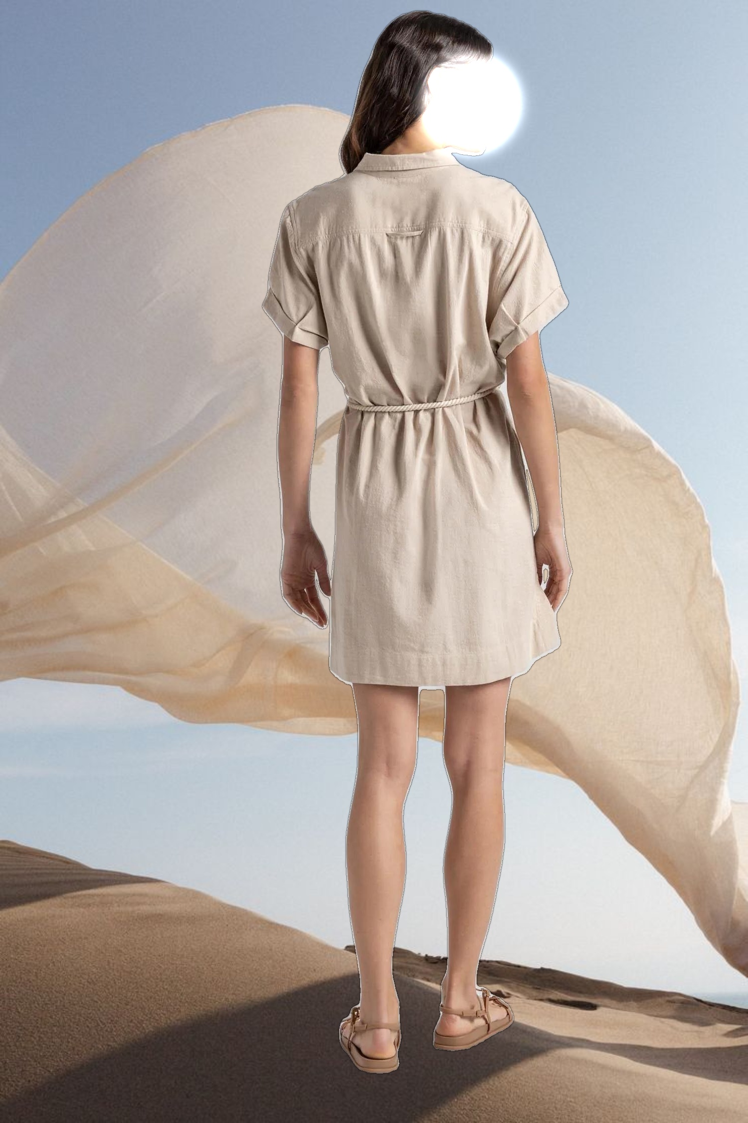 Half Placket Shirt Dress