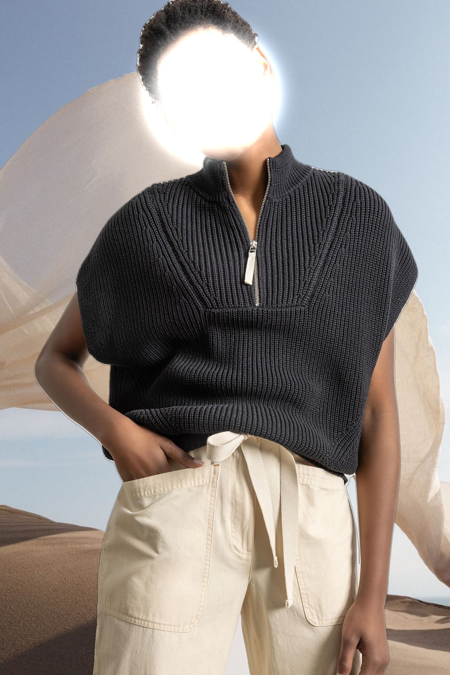 Half Zip Poncho Sweater