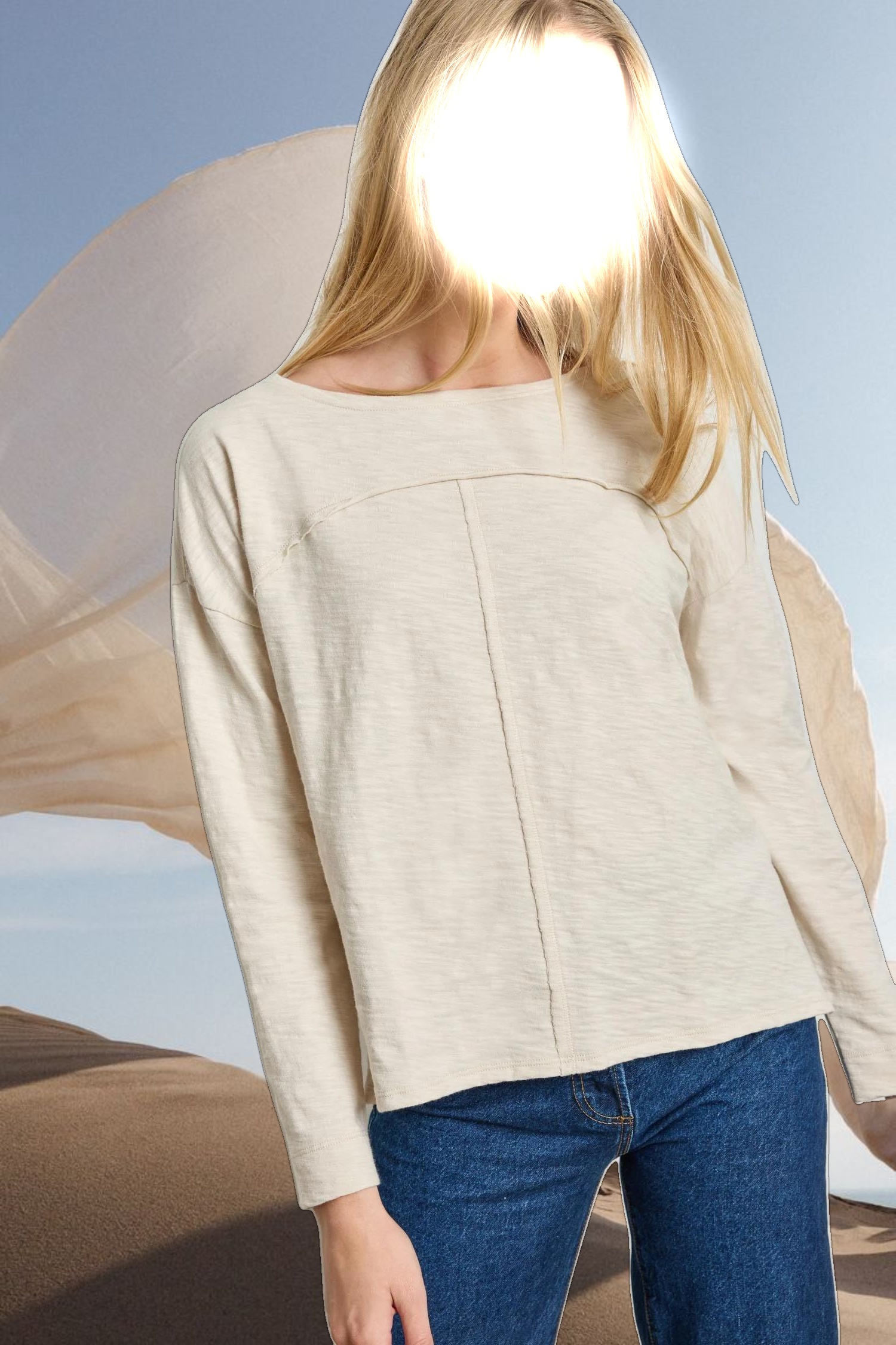 Drop Shoulder Seamed Boatneck