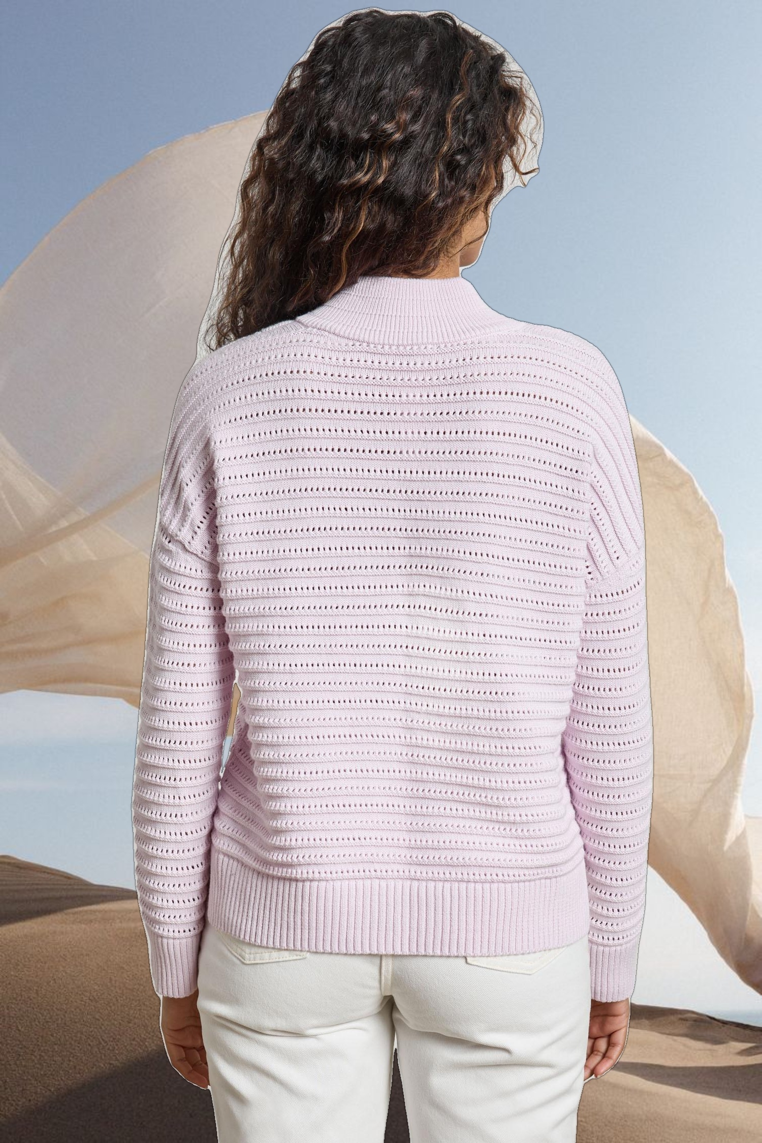 Pointelle Half Zip Sweater