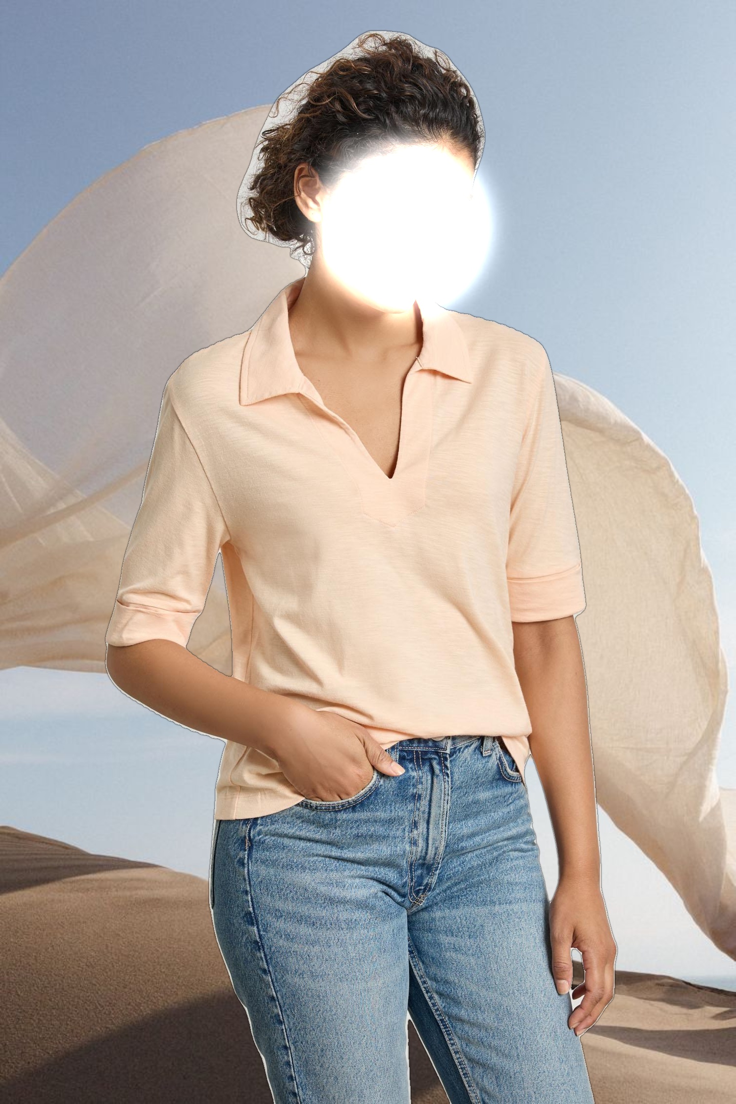 Elbow Sleeve Collared Tee