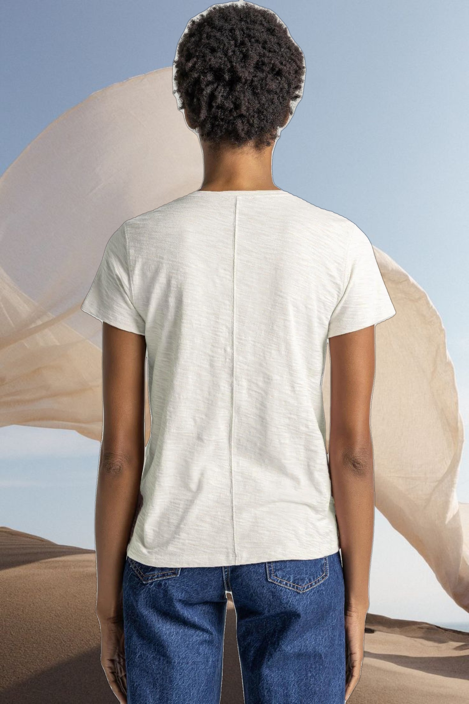 V-Neck Short Sleeve Back Seam Tee