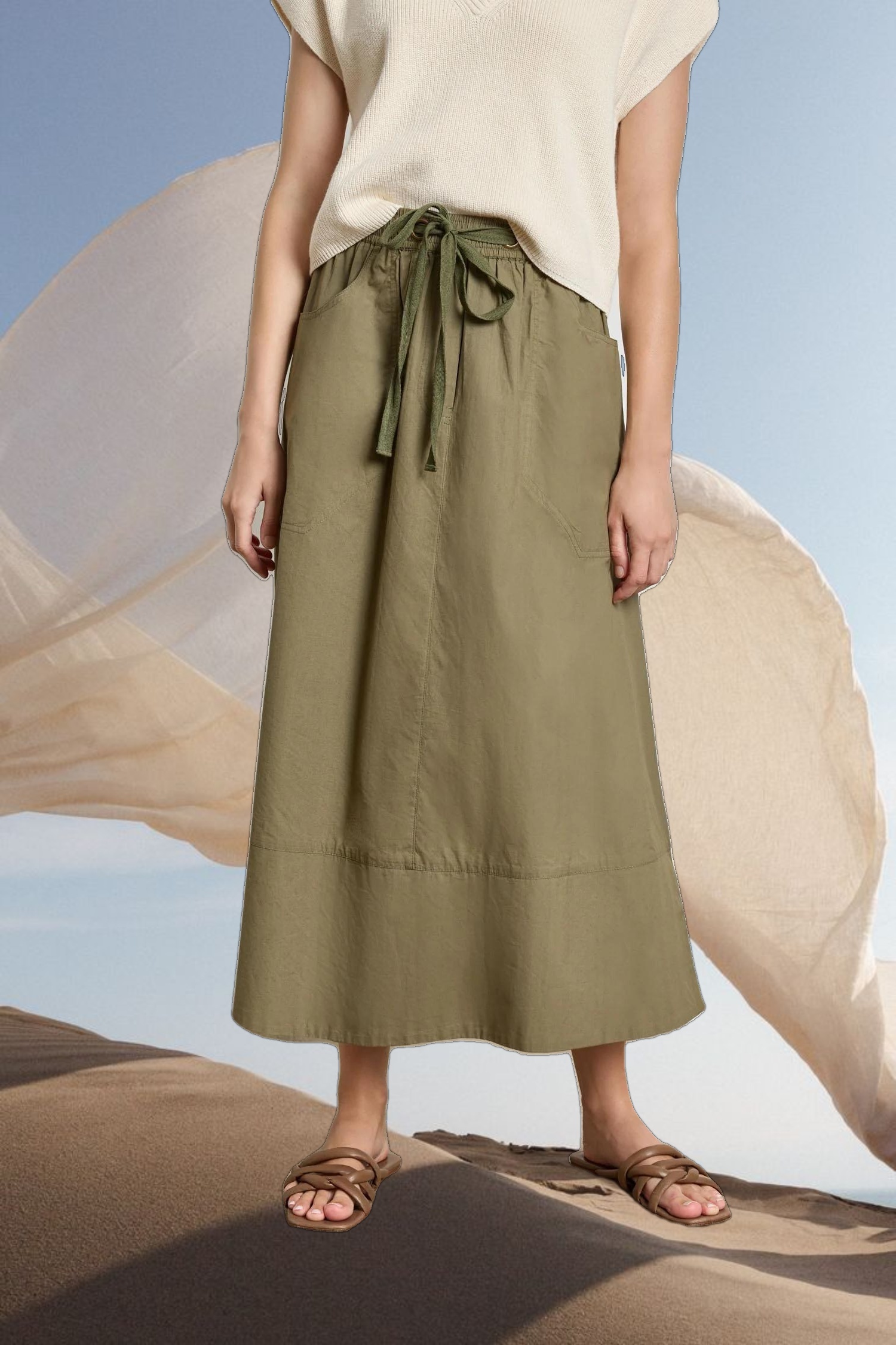 Long Poplin Skirt