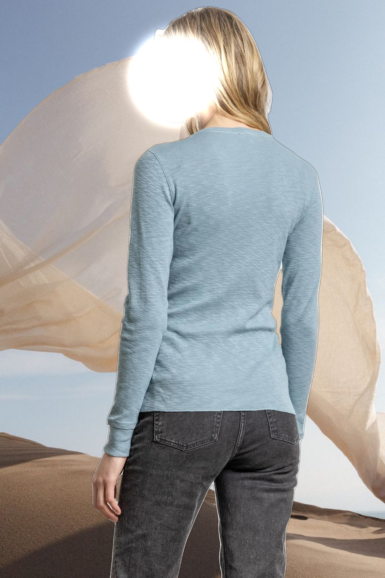 Long Sleeve Raw Edge Crew