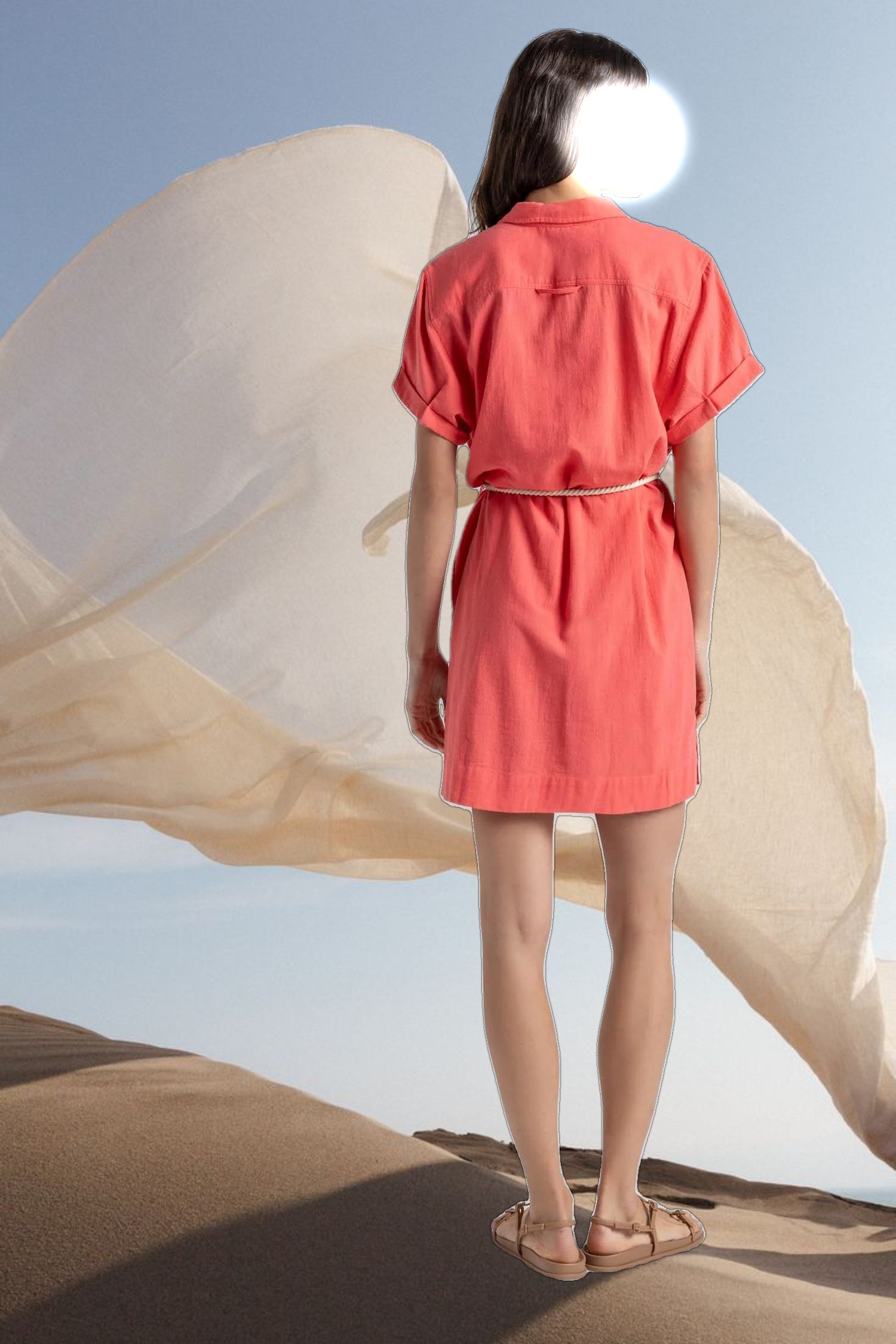 Half Placket Shirt Dress